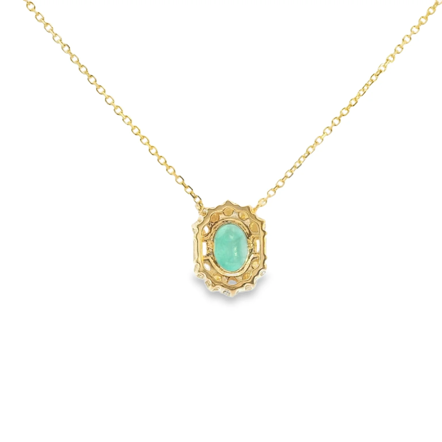 Emerald and Diamond Halo Pendant - Image 3