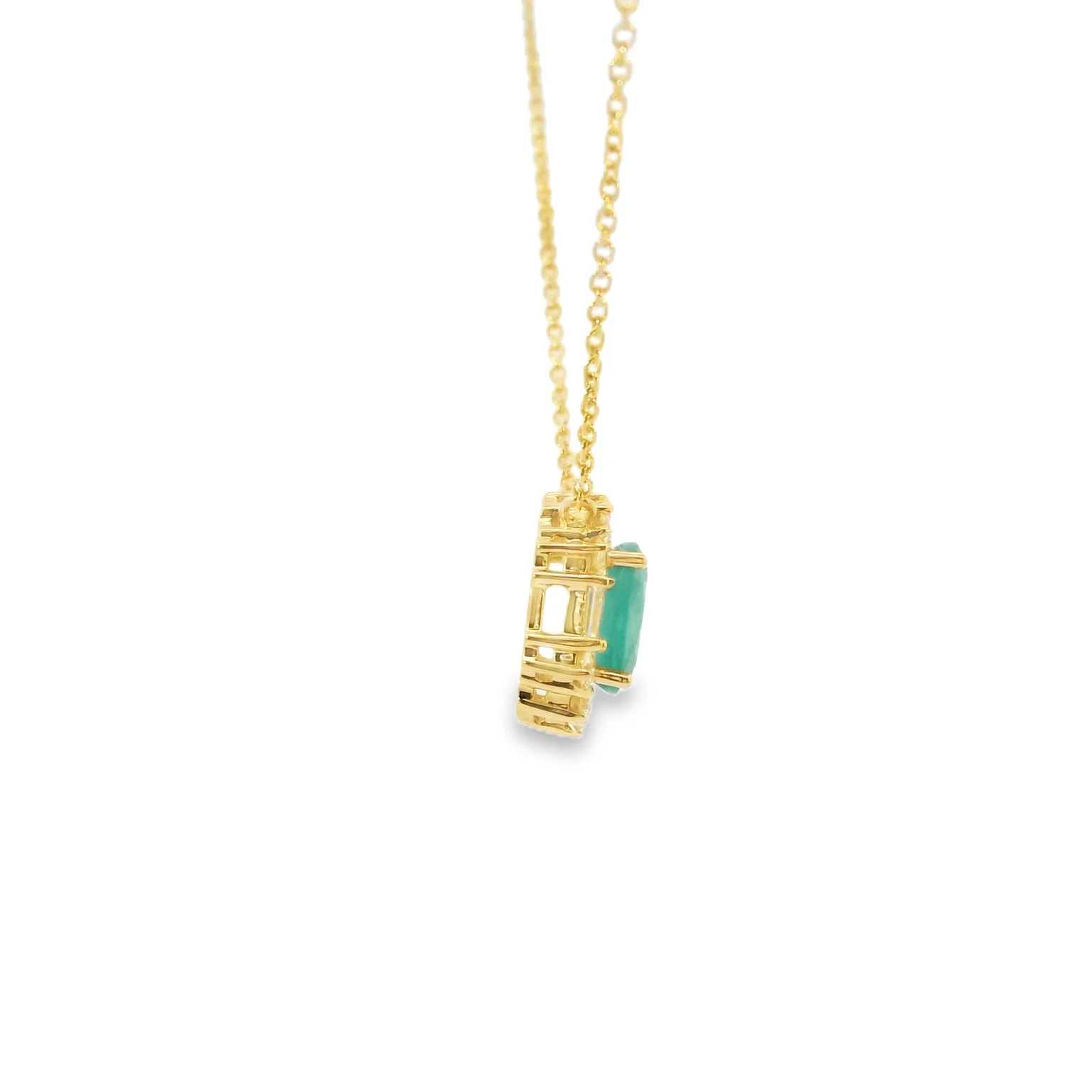 Emerald and Diamond Halo Pendant - Image 4