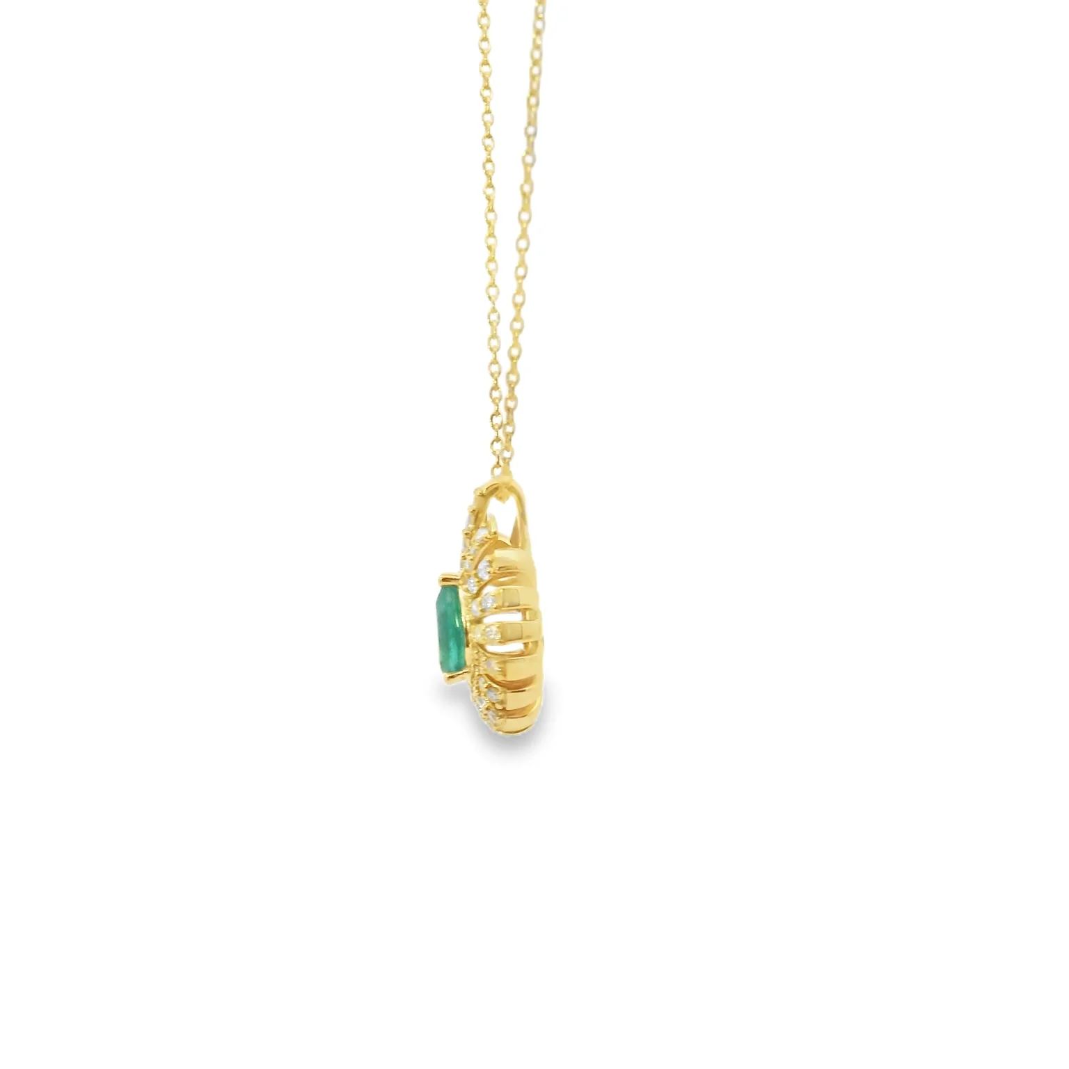 Emerald Pave Ballerina Halo Pendant - Image 2