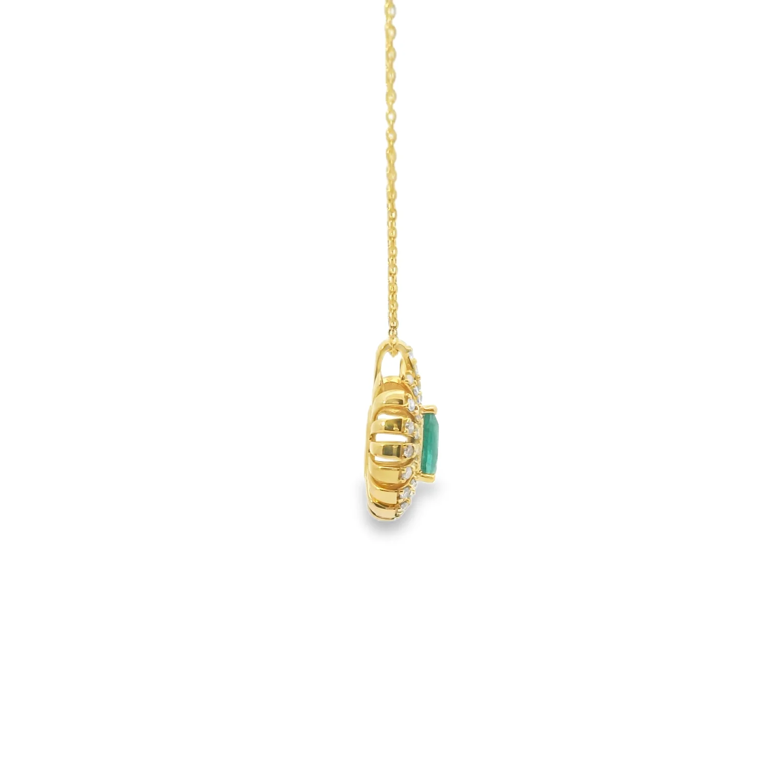 Emerald Pave Ballerina Halo Pendant - Image 4