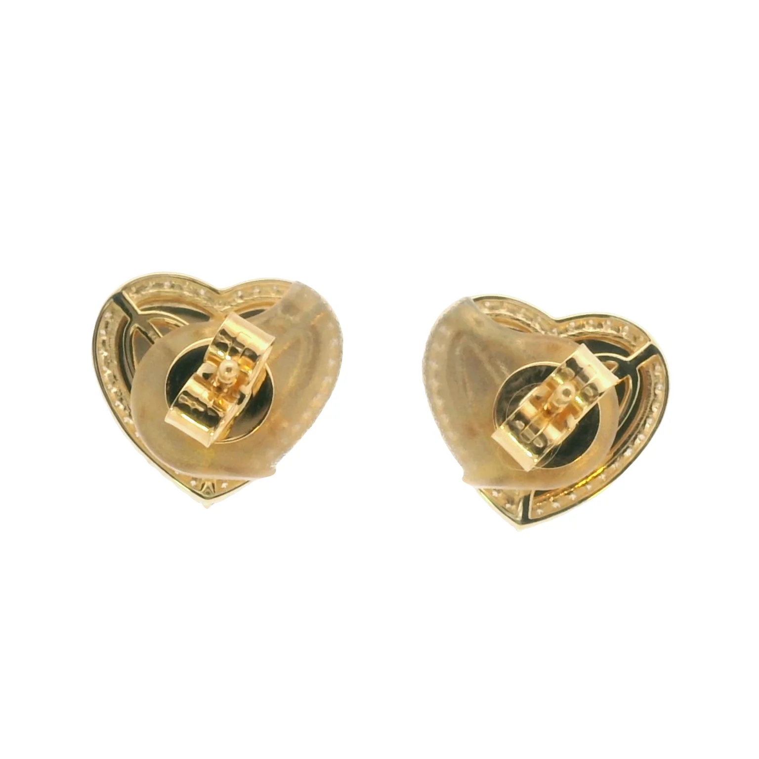 Faceted Heart Studs with Diamond Pave - Image 3