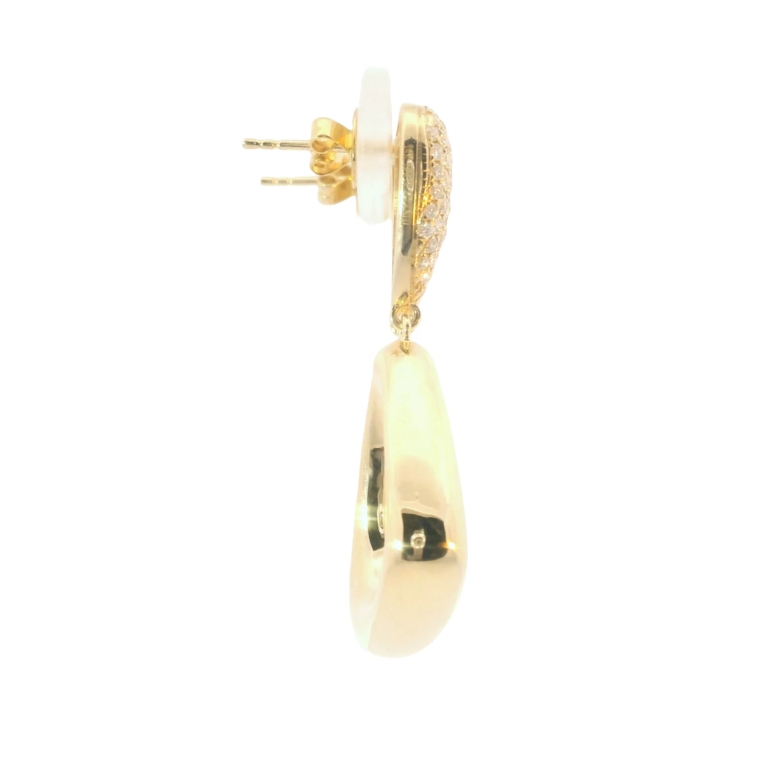 Freeform Puff Drop Earrings with Diamond Pave - Image 3