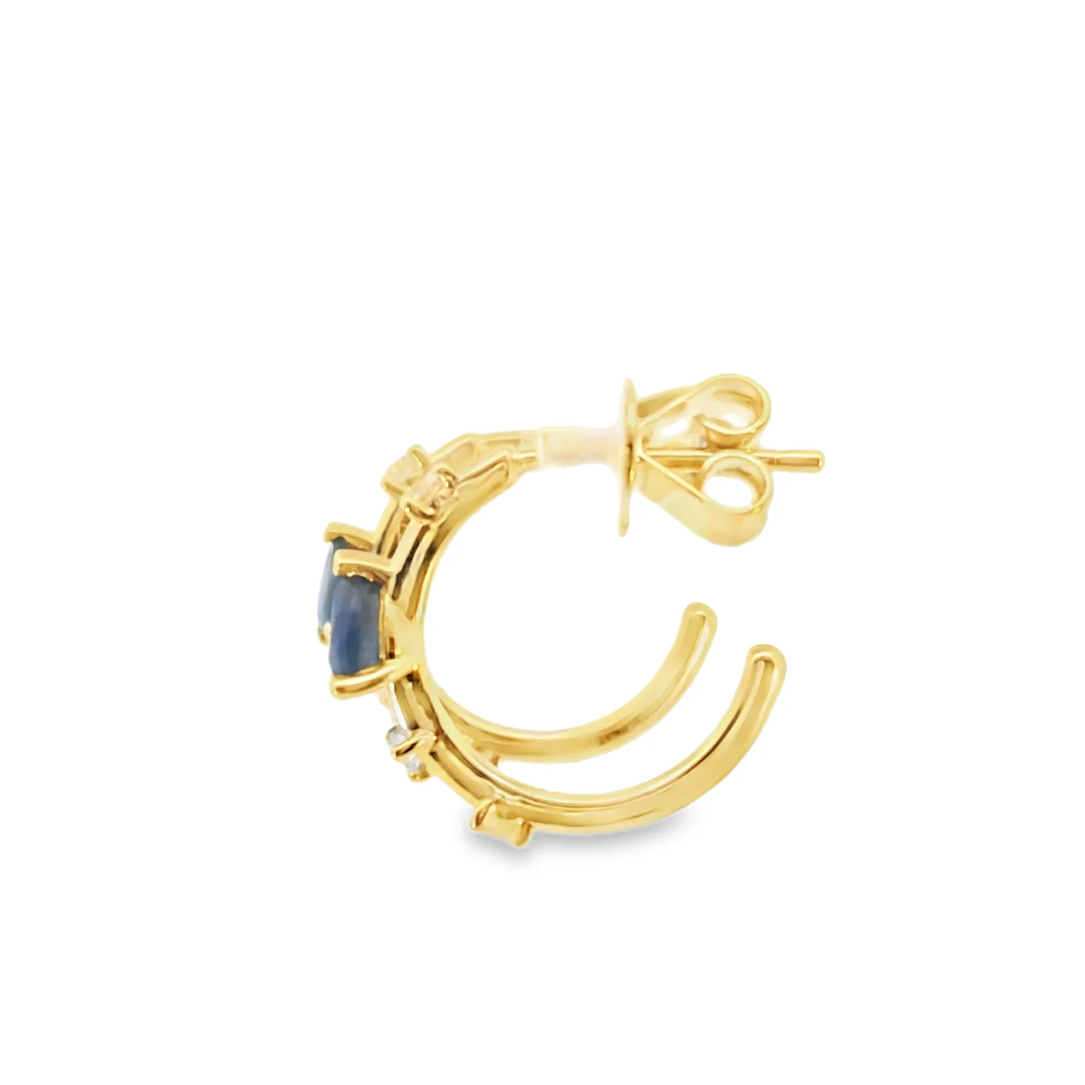 Huggies with Sapphires and Diamonds - Image 2
