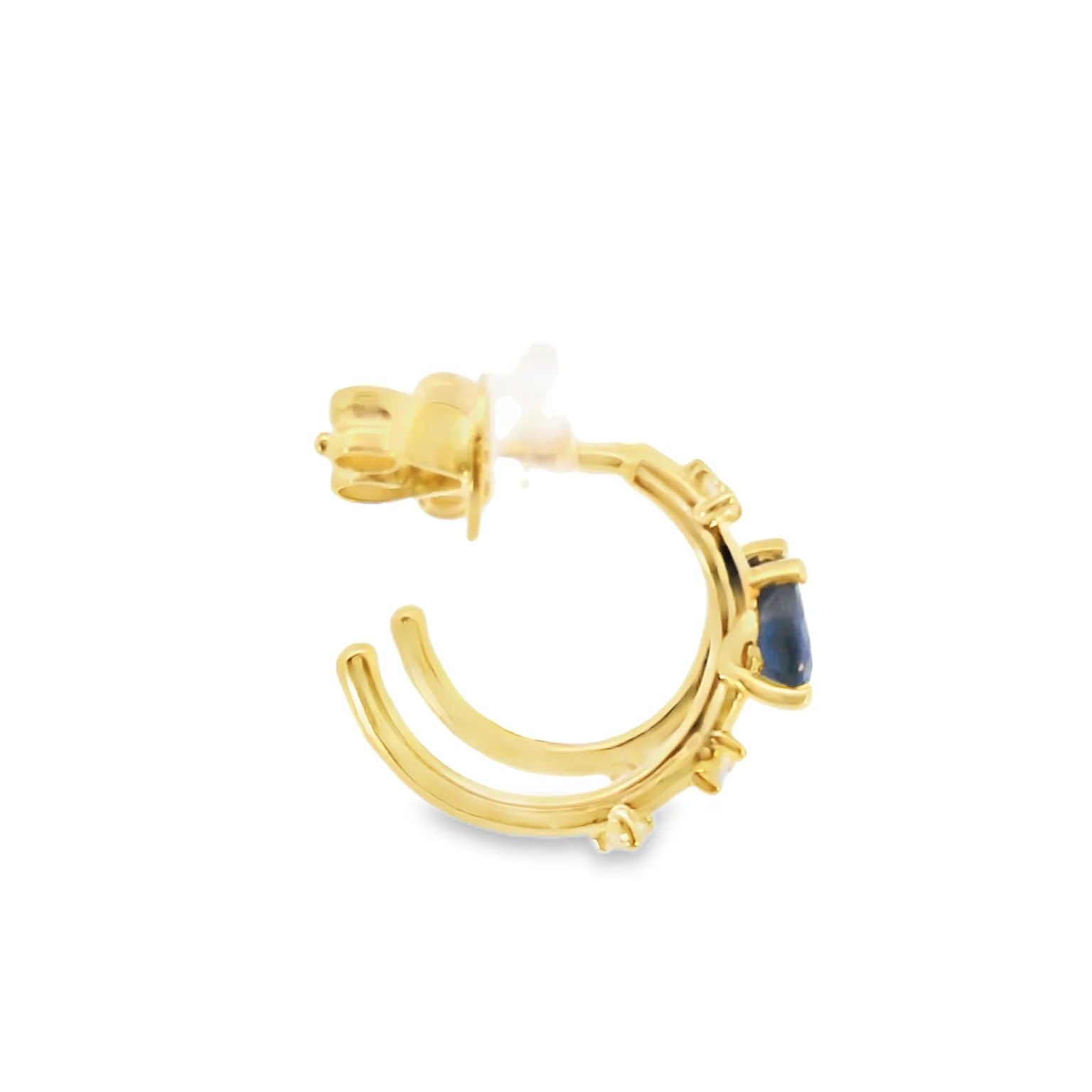 Huggies with Sapphires and Diamonds - Image 4