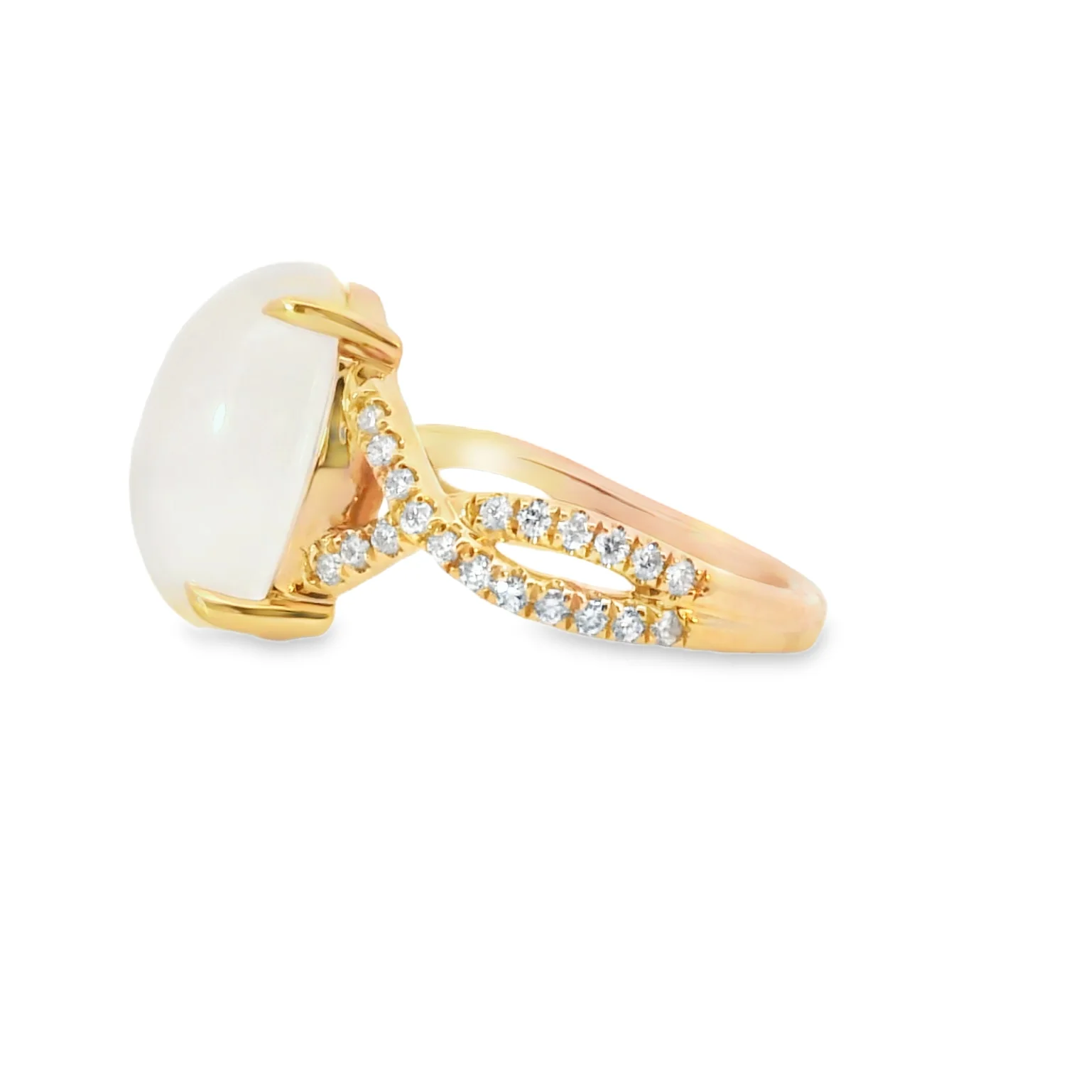 Moonstone and Diamond Twist Ring - Image 2
