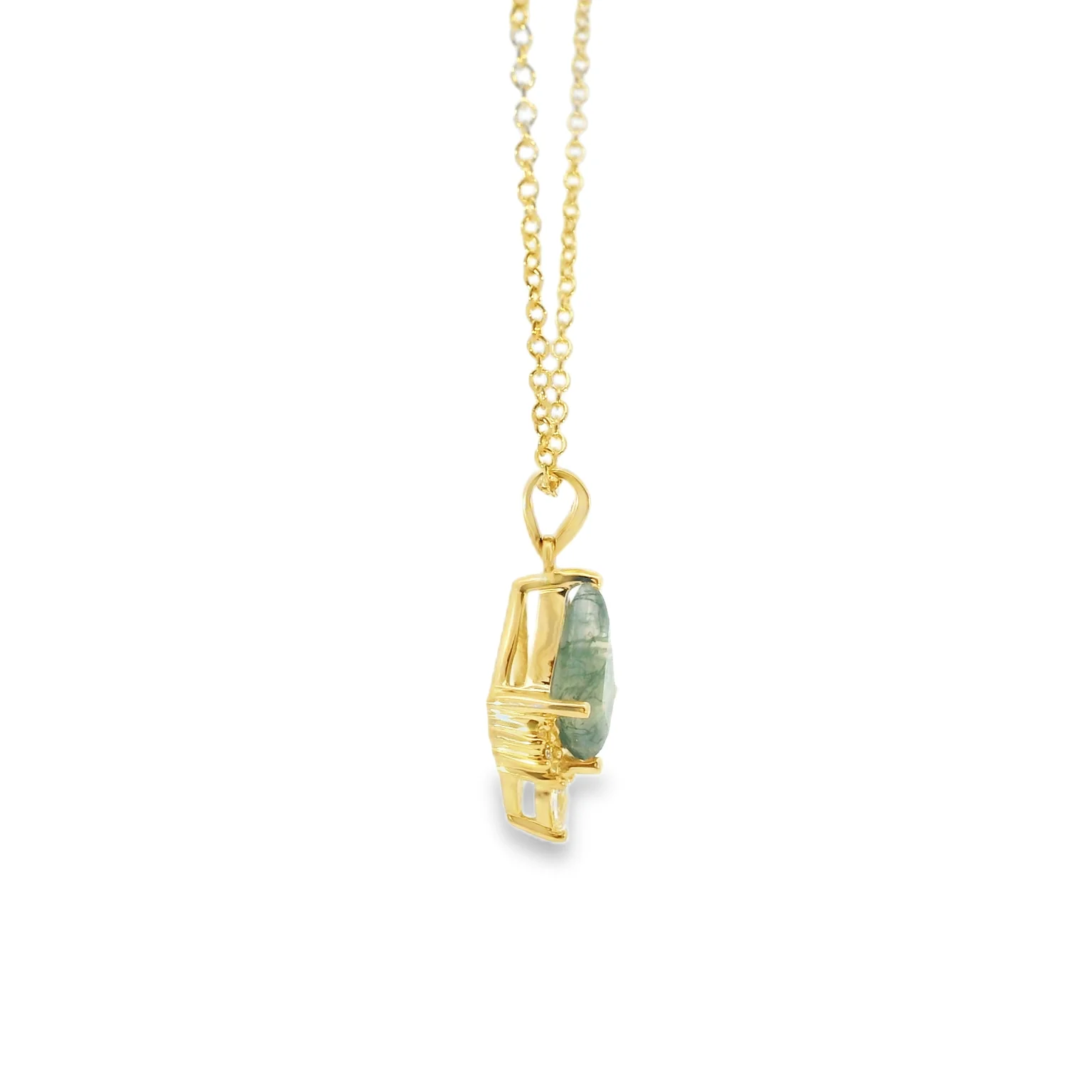 Moss Agate and Diamond Pendant - Image 2
