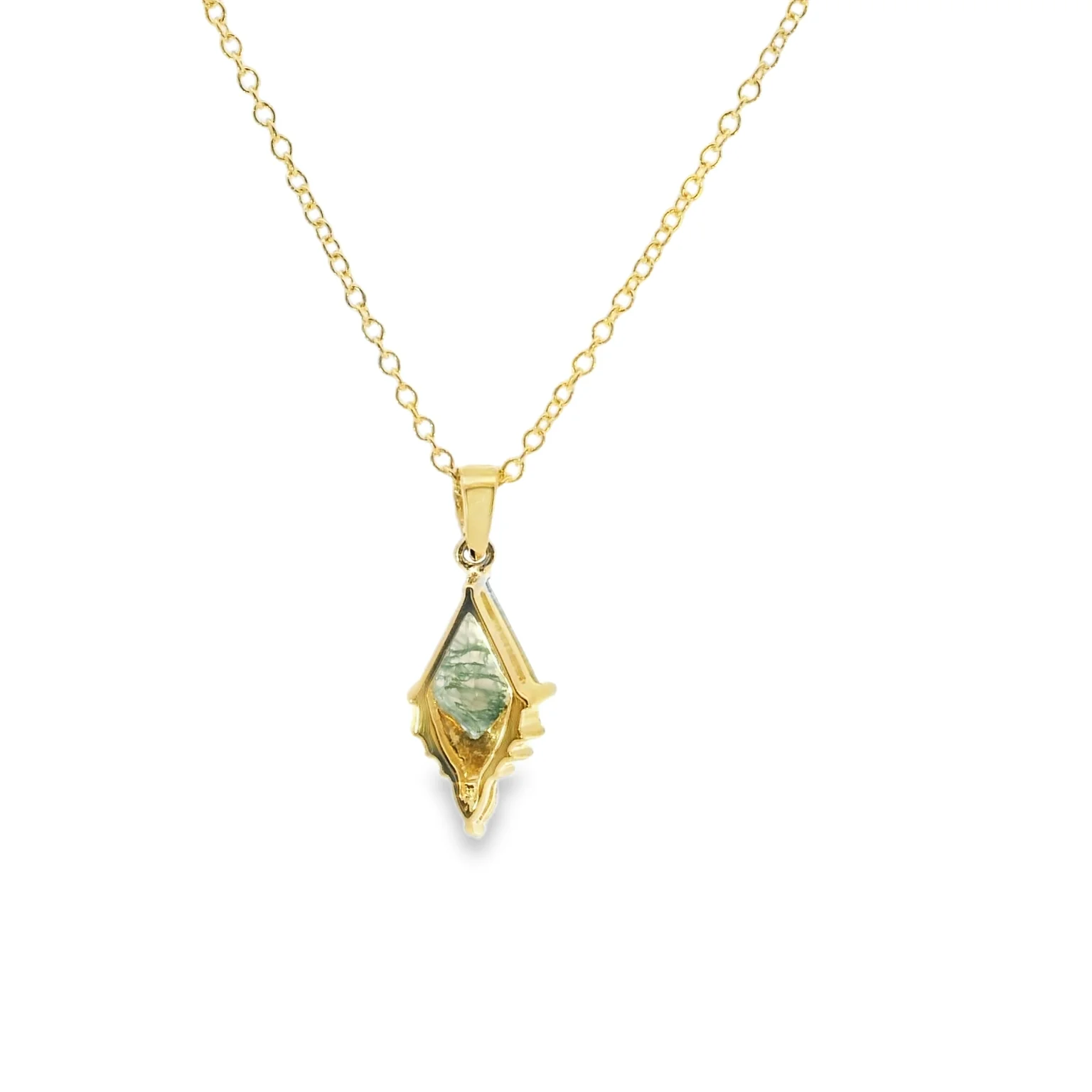 Moss Agate and Diamond Pendant - Image 3