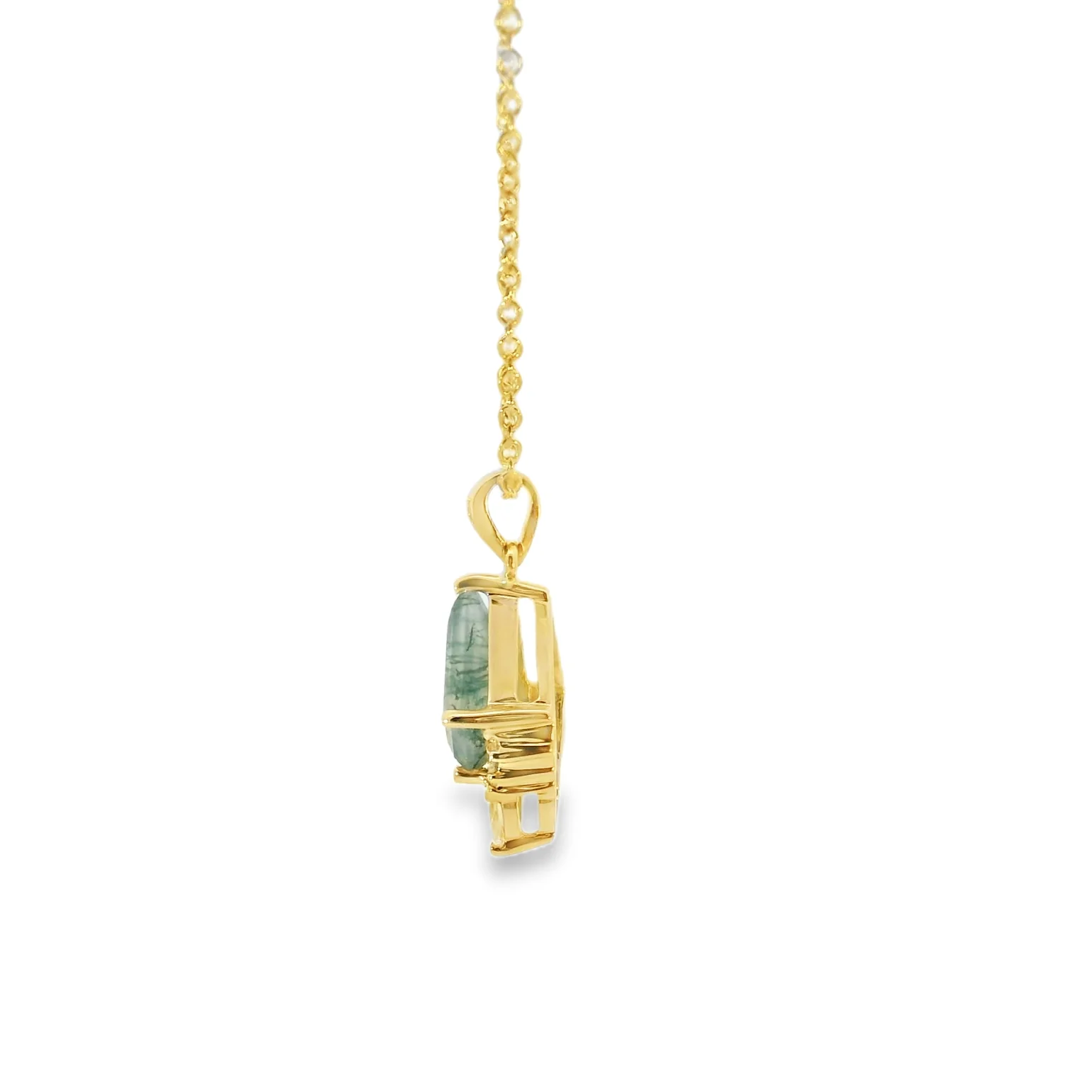 Moss Agate and Diamond Pendant - Image 4