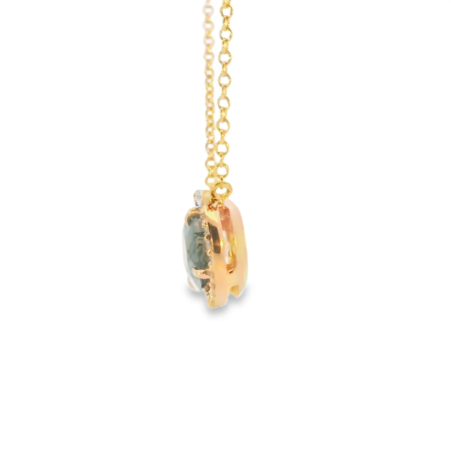 Moss Agate Halo Pendant - Image 2