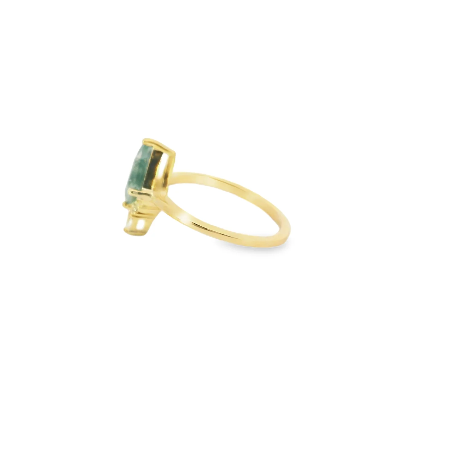 Moss Agate Ring with Diamond Accent - Image 2