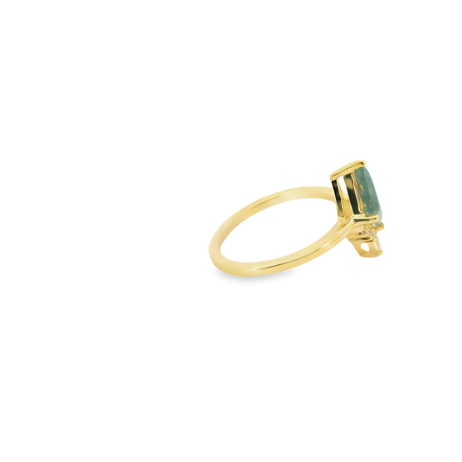 Moss Agate Ring with Diamond Accent - Image 4