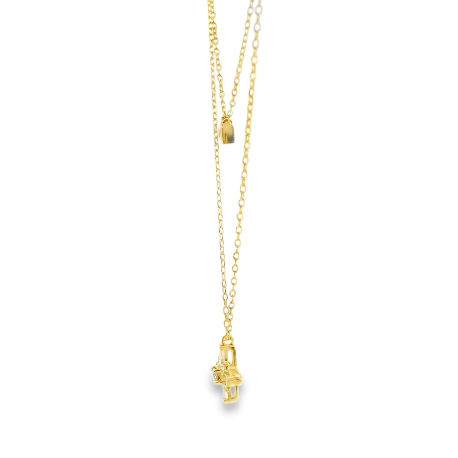 Multi-Strand Necklace with Baguette and Cross Pendants - Image 2