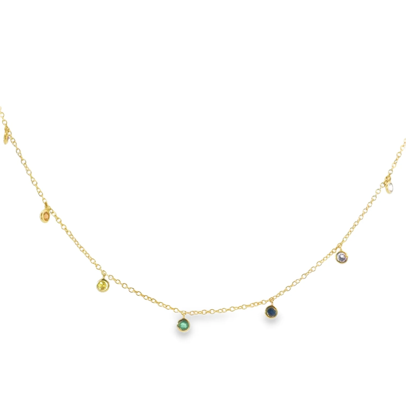Multicolor Sapphire Station Necklace - Image 3