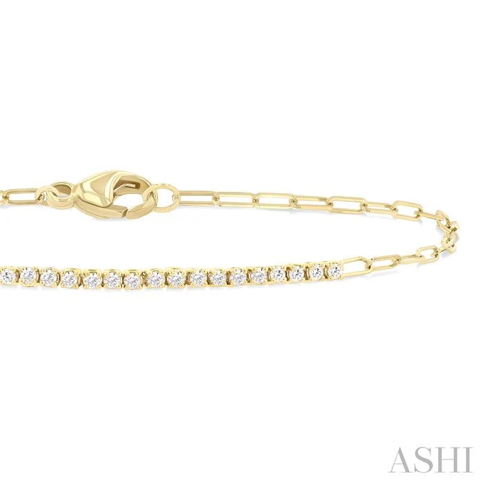 Paperclip and Diamond Bar Bracelet - Image 2