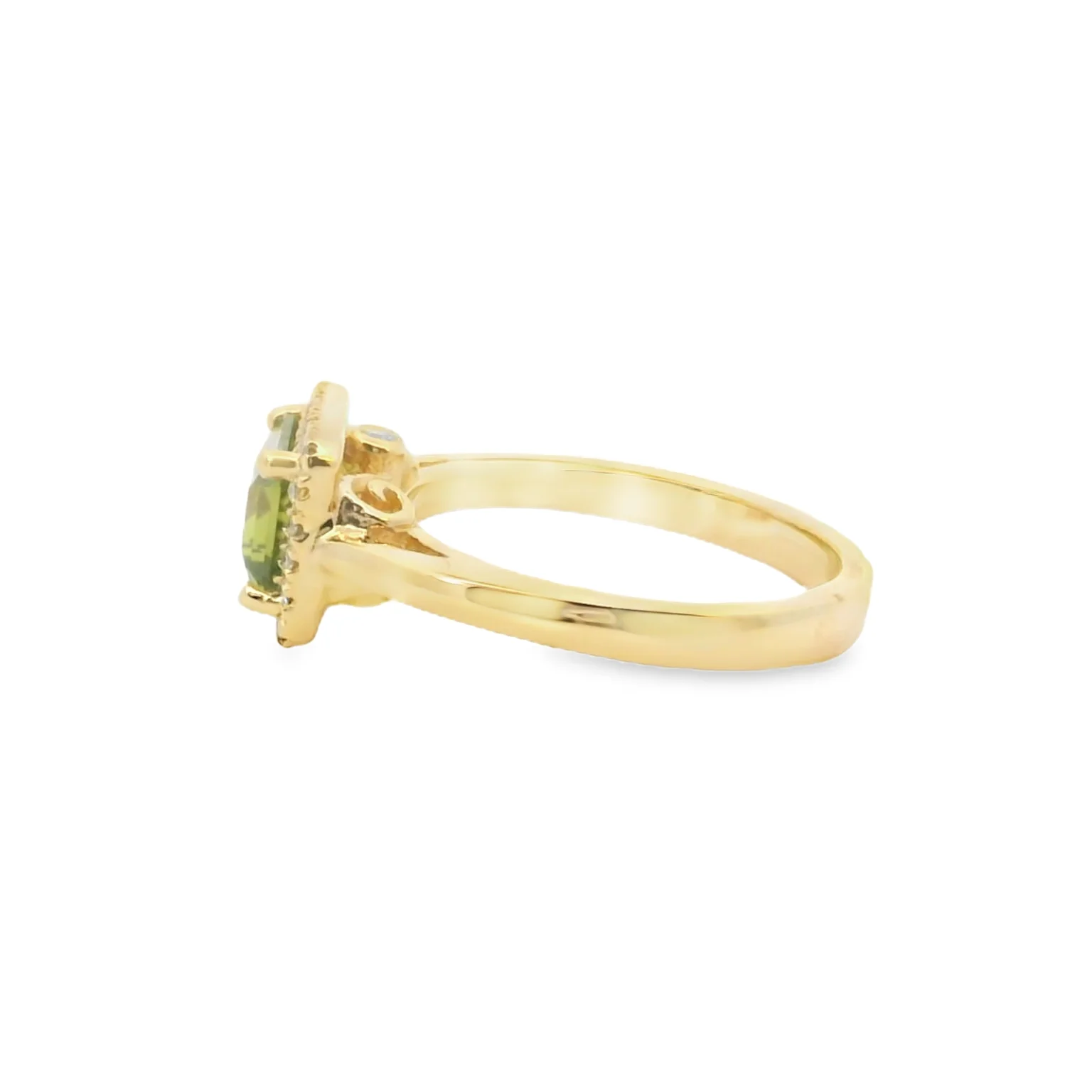 Peridot and Diamond Halo Ring - Image 2