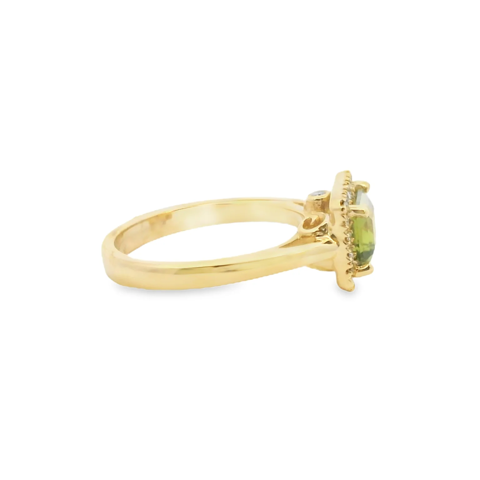 Peridot and Diamond Halo Ring - Image 4