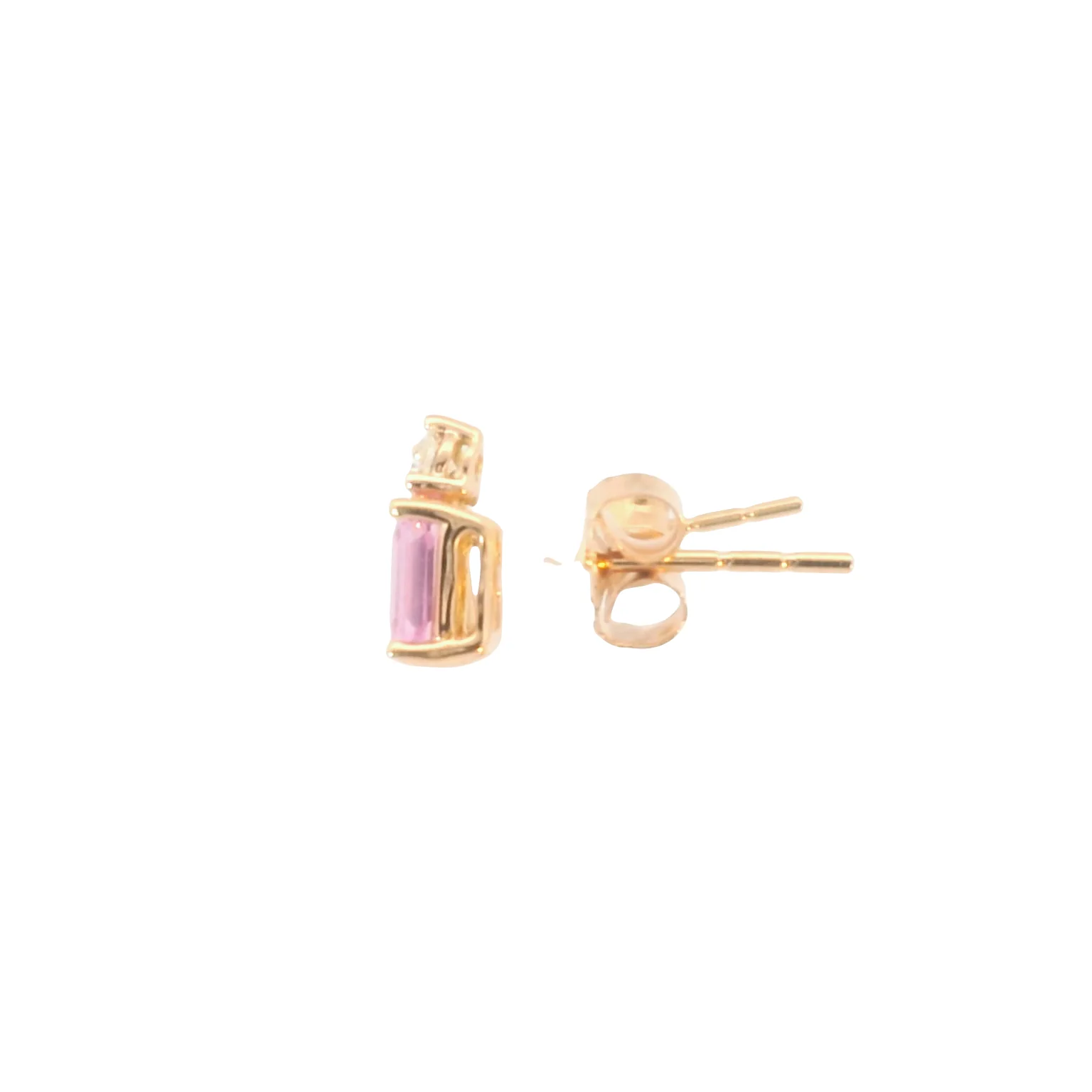 Pink Sapphire and Diamond Studs - Image 2