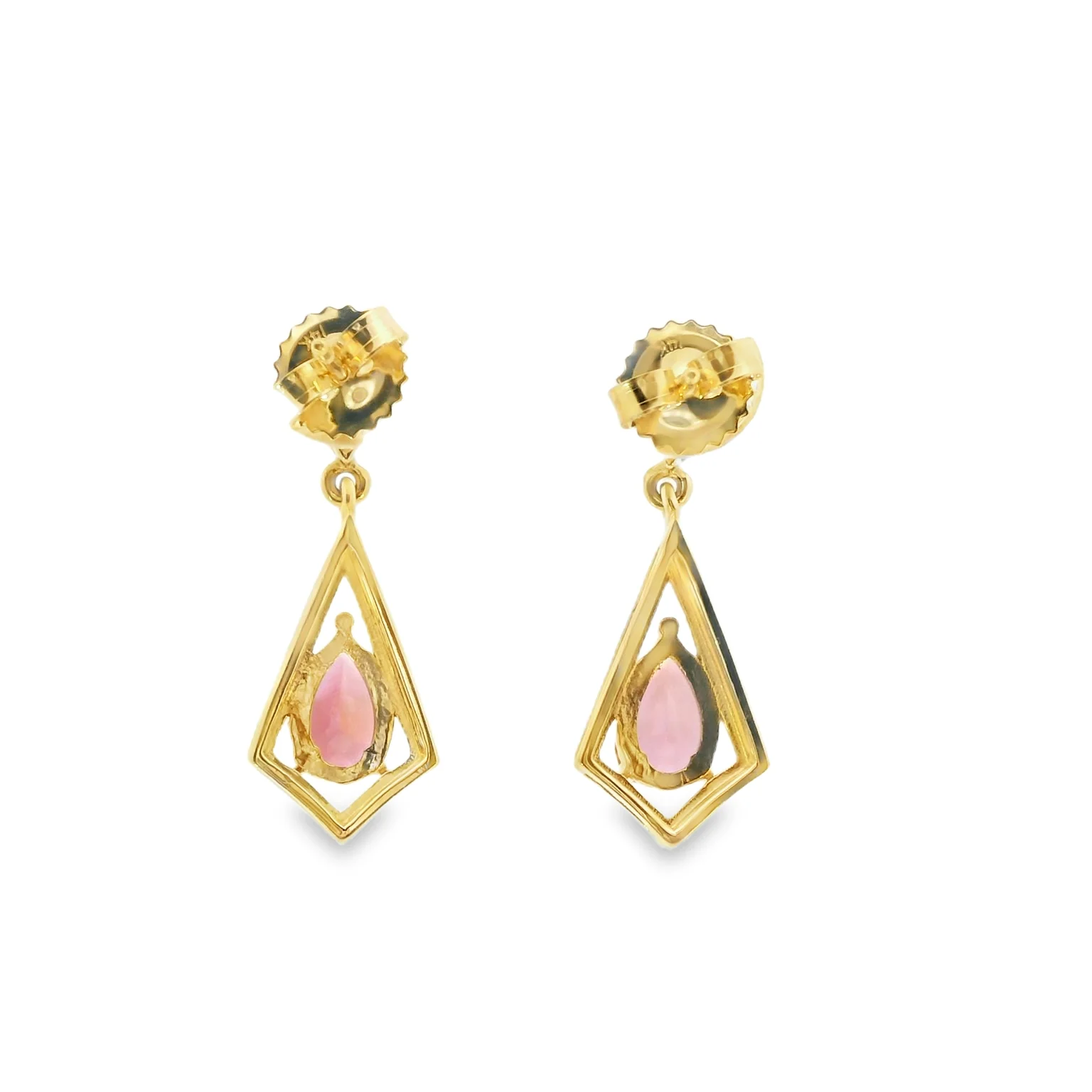 Pink Tourmaline Drop Earrings with Diamonds - Image 3