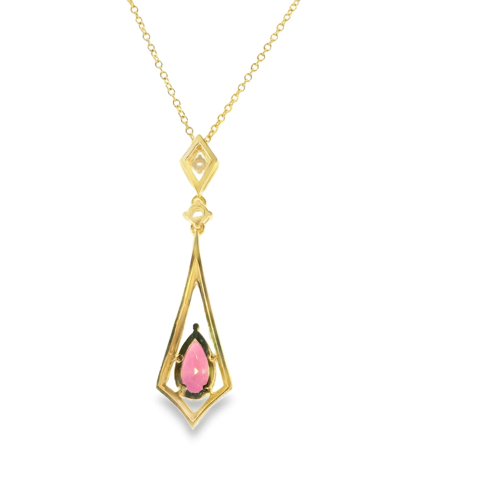 Pink Tourmaline Geometric Pendant - Image 3