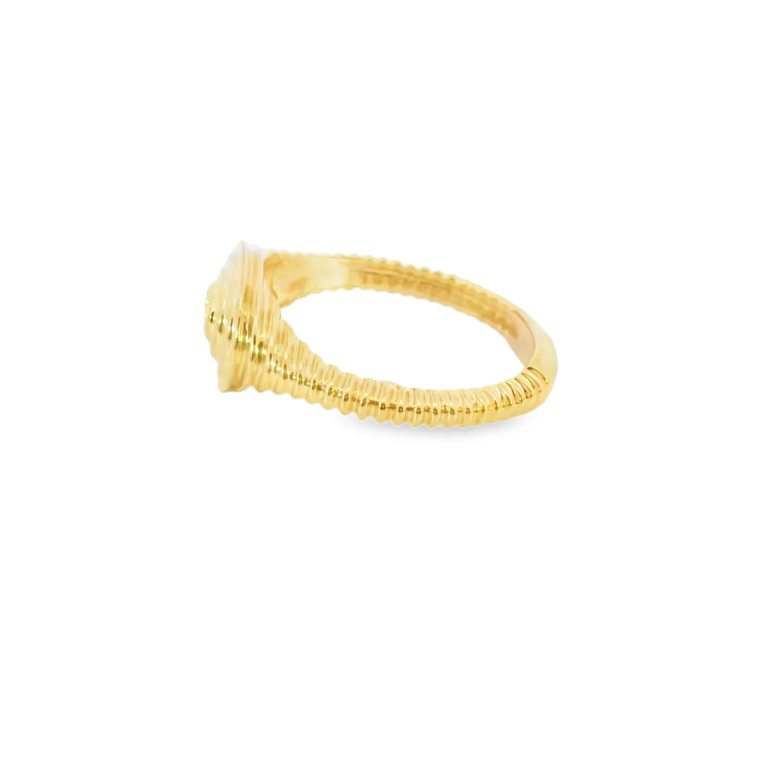 Ripple Texture Diamond Signet Ring - Image 2