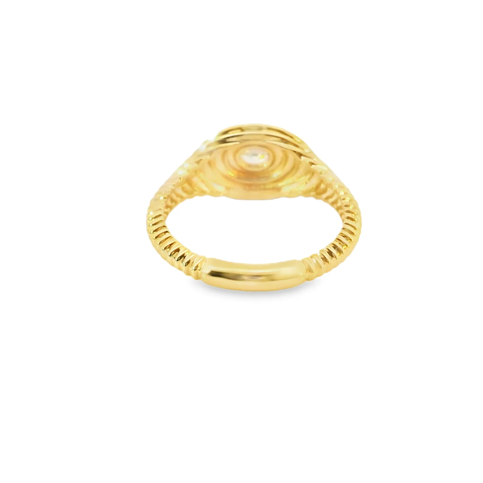 Ripple Texture Diamond Signet Ring - Image 3