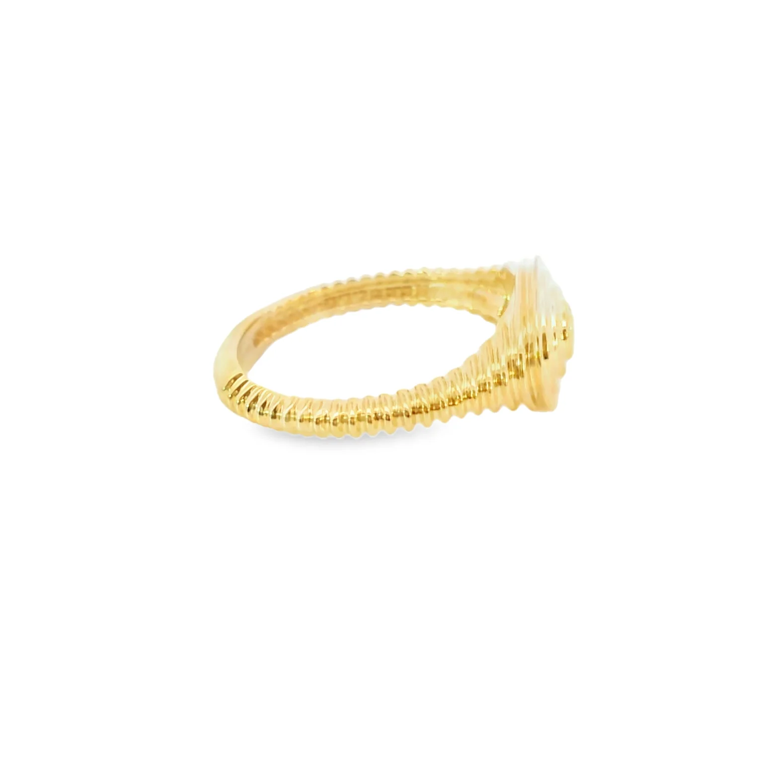 Ripple Texture Diamond Signet Ring - Image 4