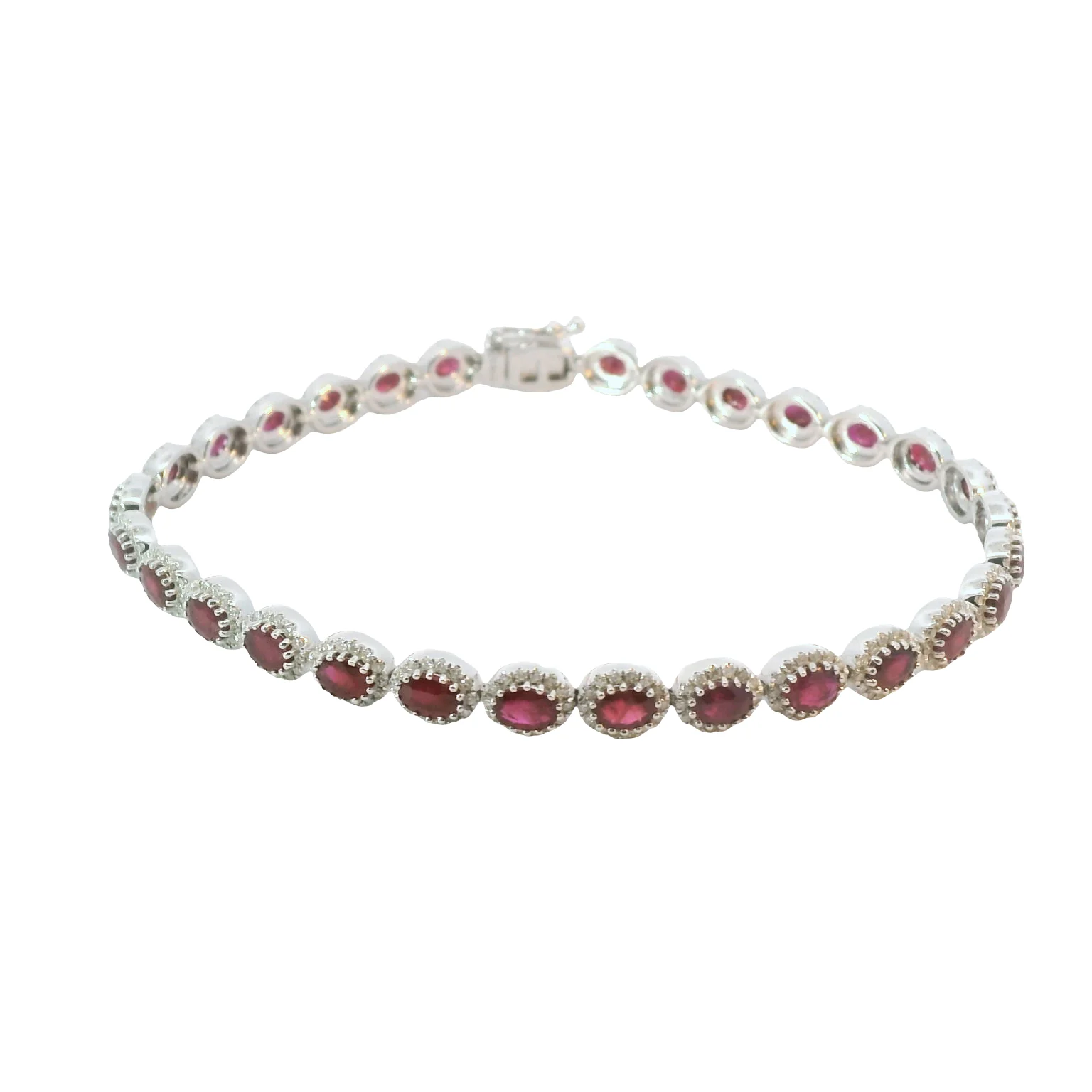 Ruby and Diamond Pave Halo Bracelet - Image 3