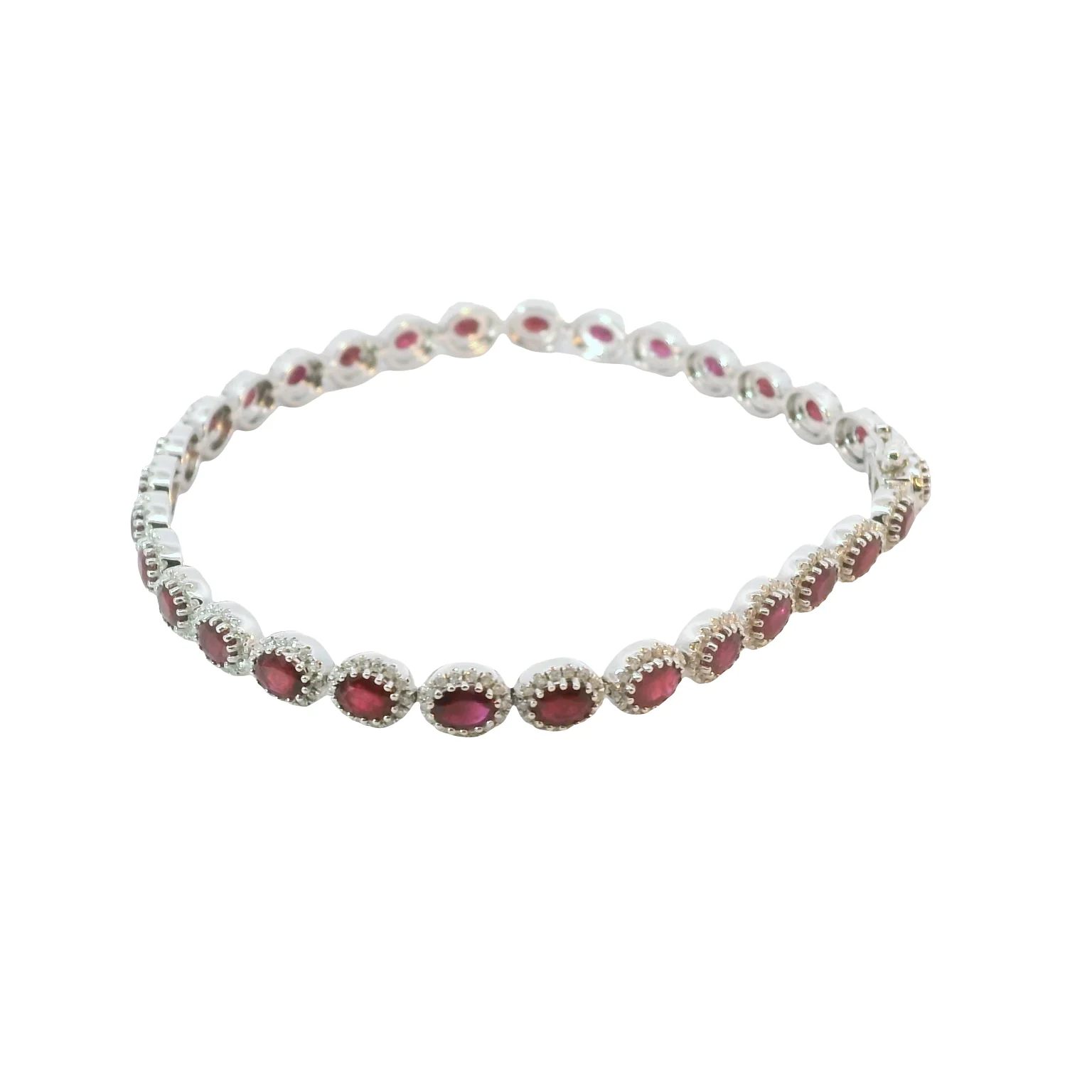 Ruby and Diamond Pave Halo Bracelet - Image 4