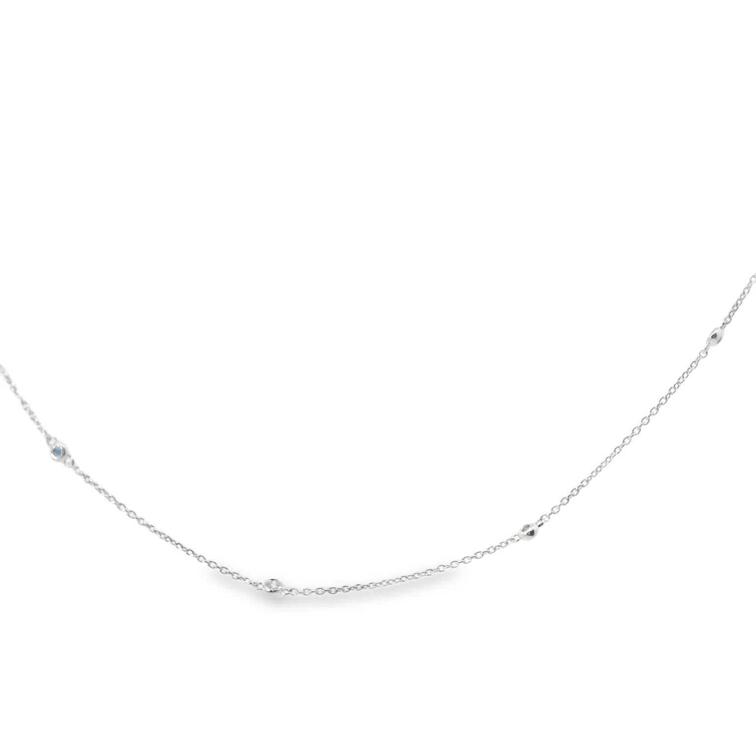 Sapphire and Diamond Bezel Station Necklace - Image 3