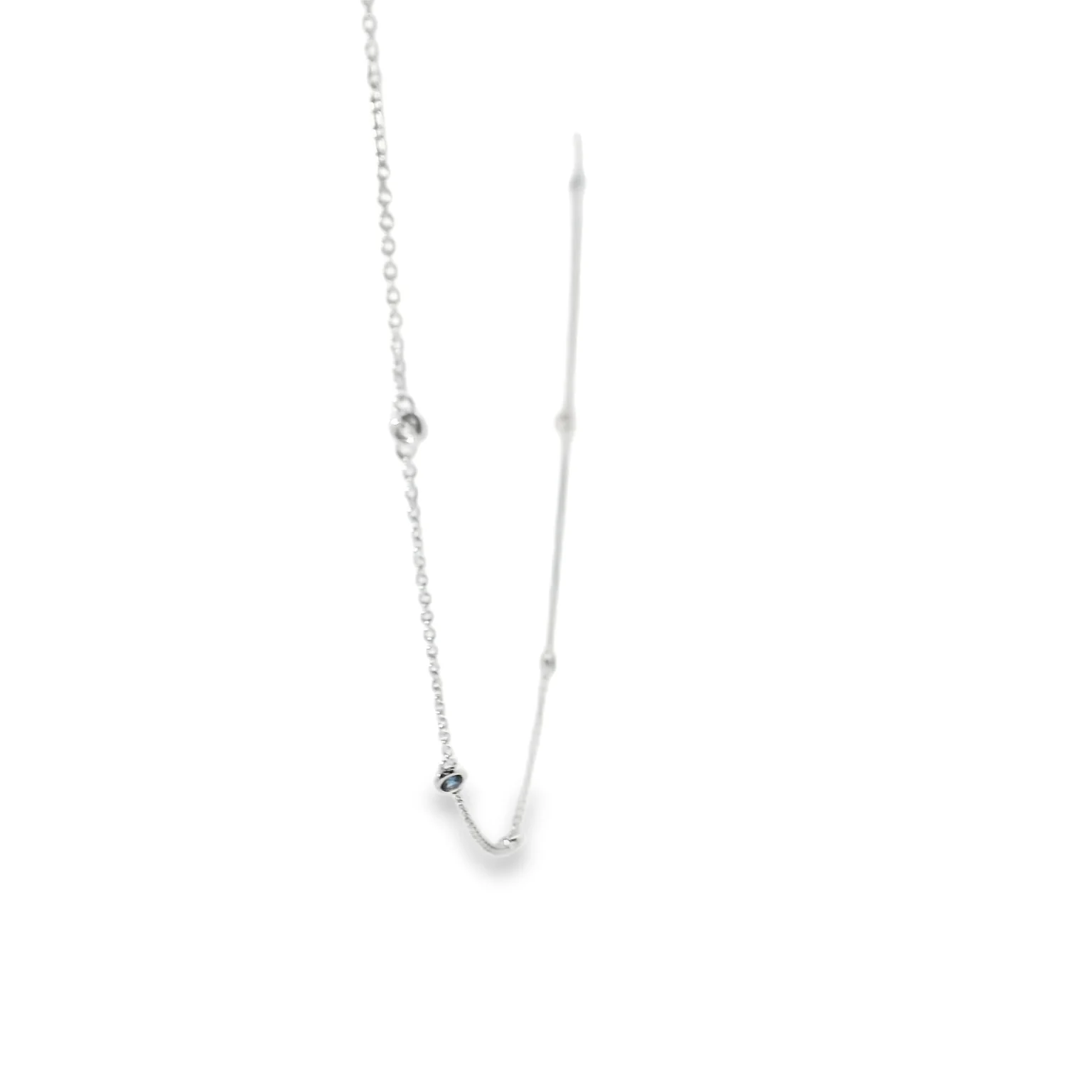 Sapphire and Diamond Bezel Station Necklace - Image 4