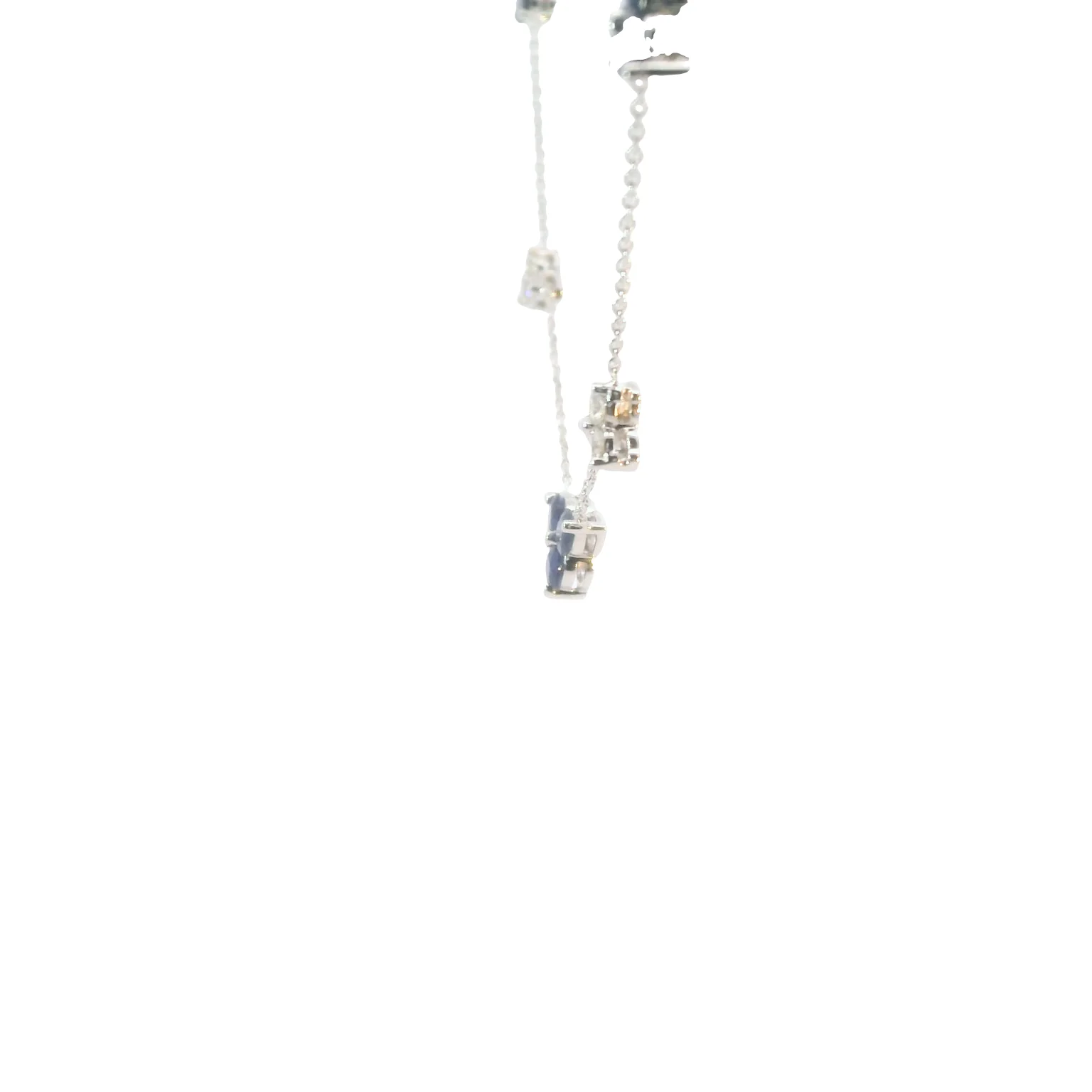 Sapphire and Diamond Cluster Station Necklace - Image 2