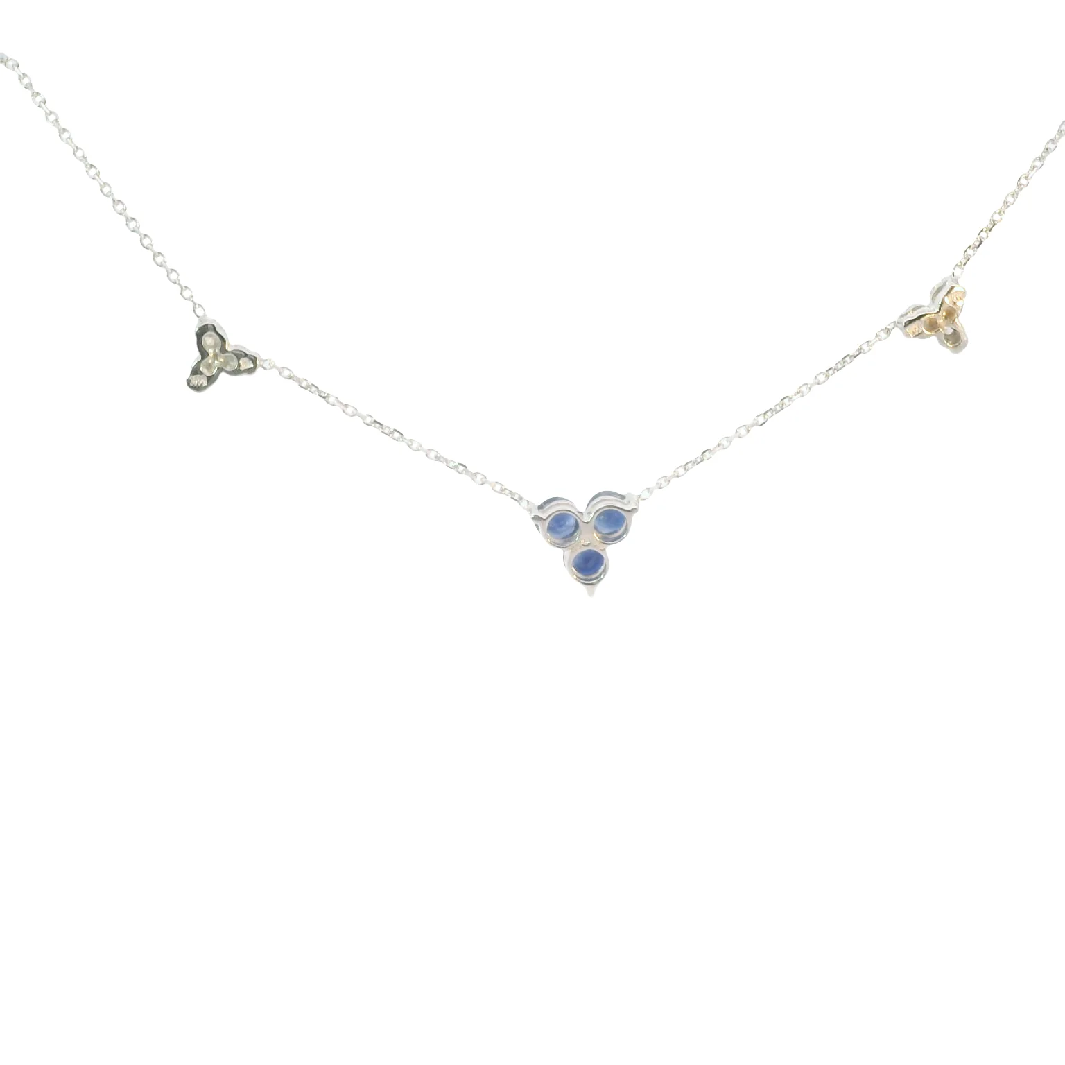 Sapphire and Diamond Cluster Station Necklace - Image 3