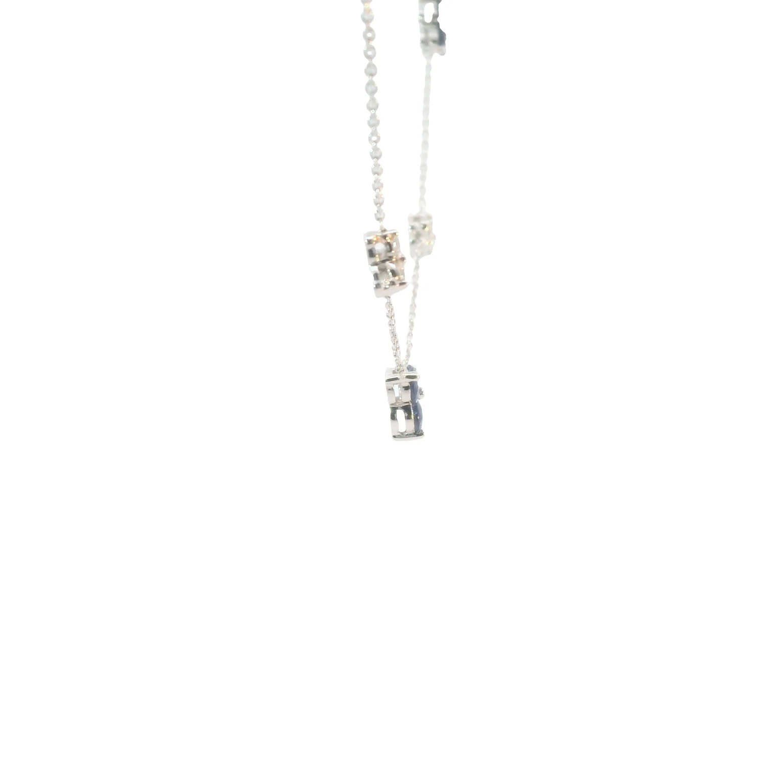 Sapphire and Diamond Cluster Station Necklace - Image 4