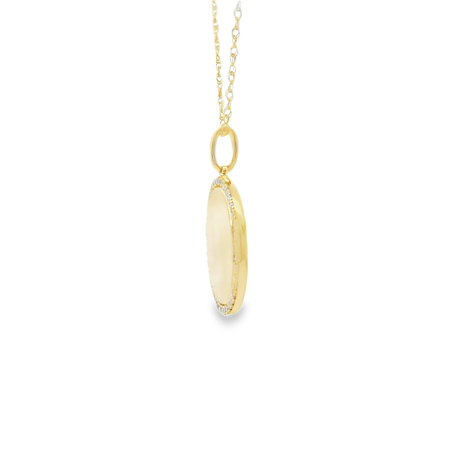 Satin Disk Pendant with Diamond Halo - Image 2