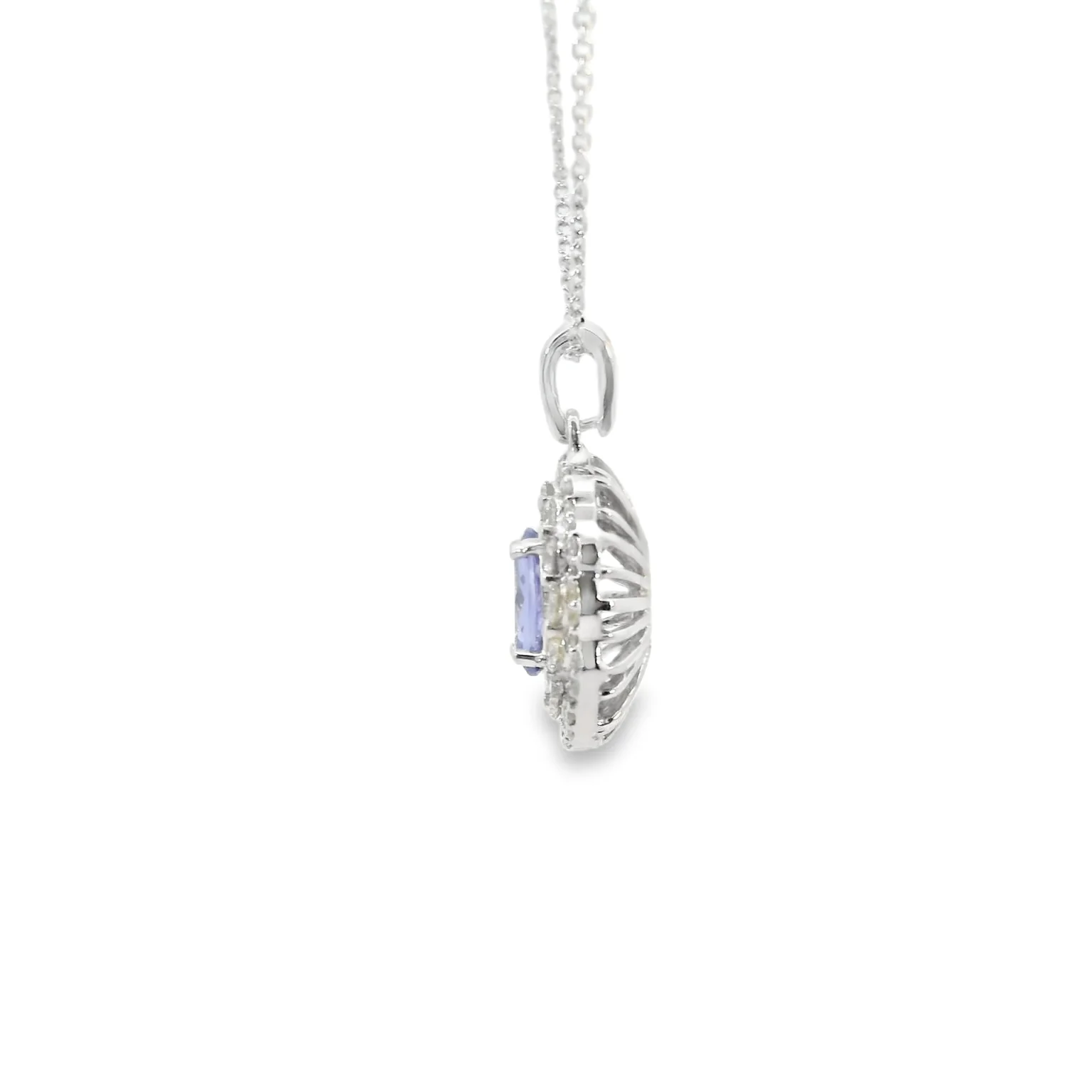 Tanzanite and Diamond Double Halo Pendant - Image 2