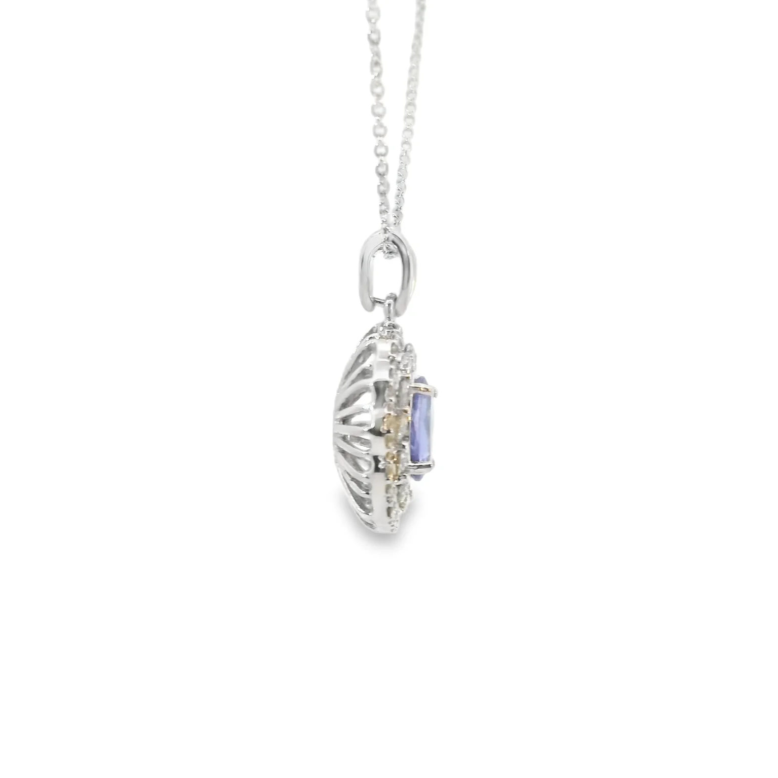 Tanzanite and Diamond Double Halo Pendant - Image 4