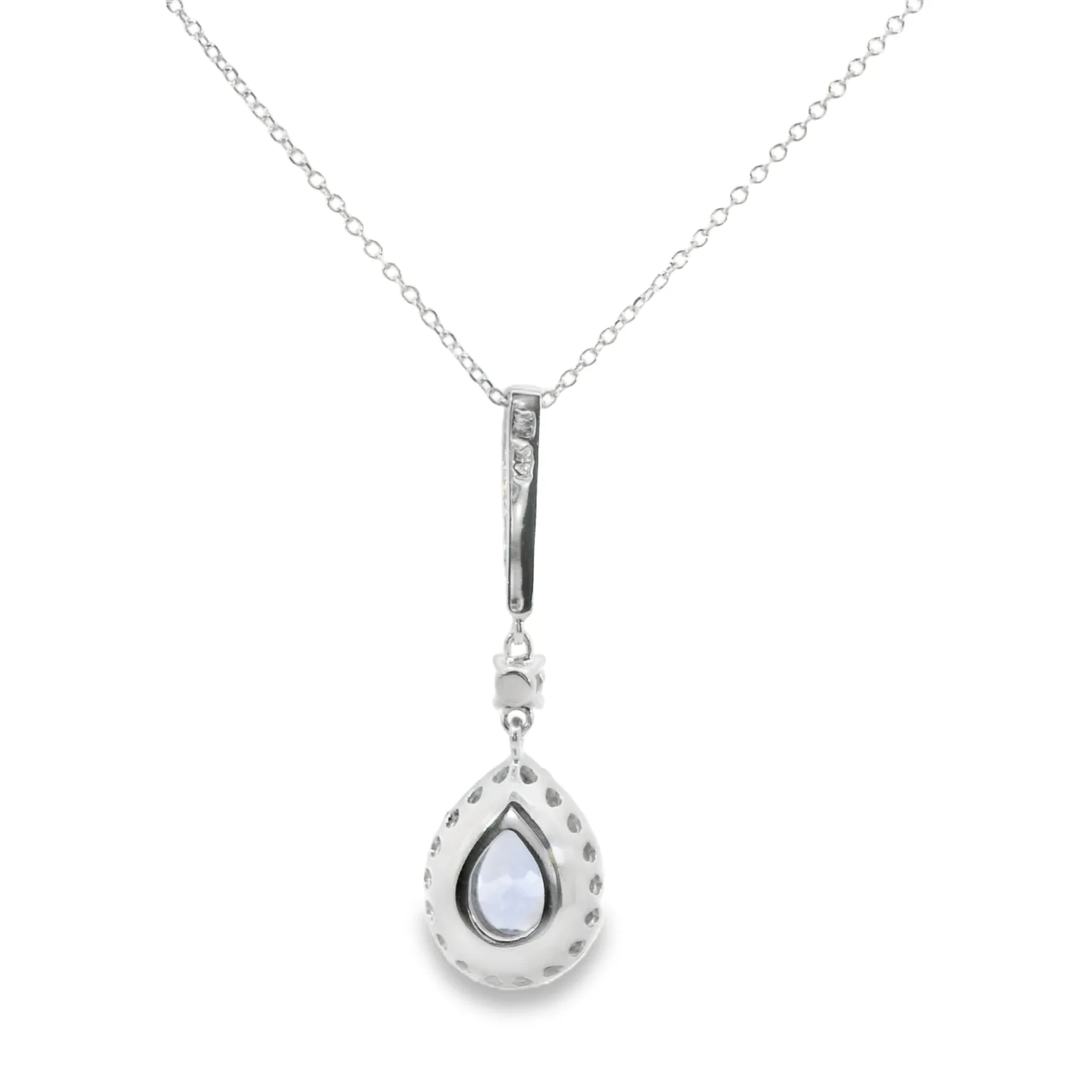Tanzanite and Diamond Halo Drop Pendant - Image 3