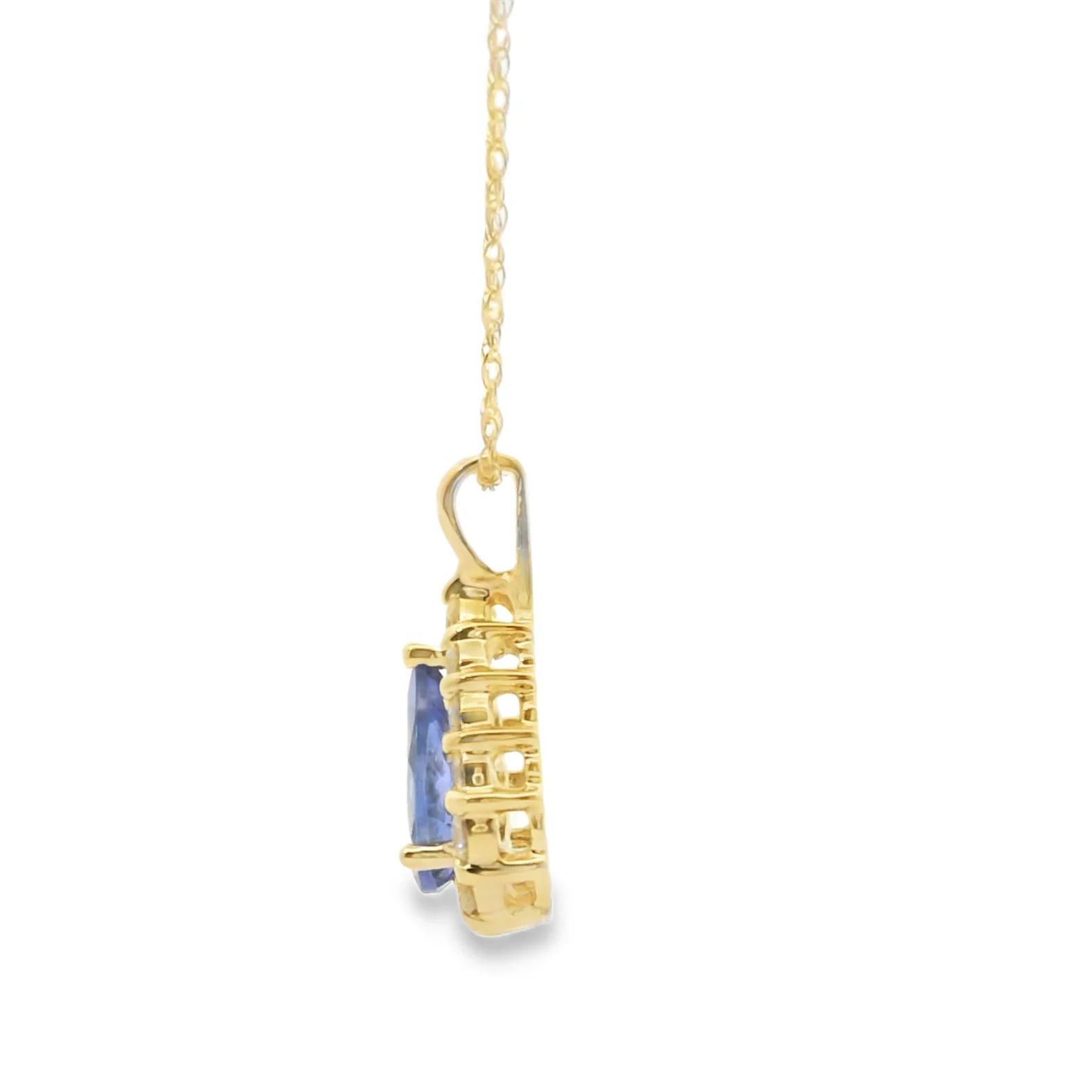 Tanzanite and Diamond Halo Pendant - Image 2