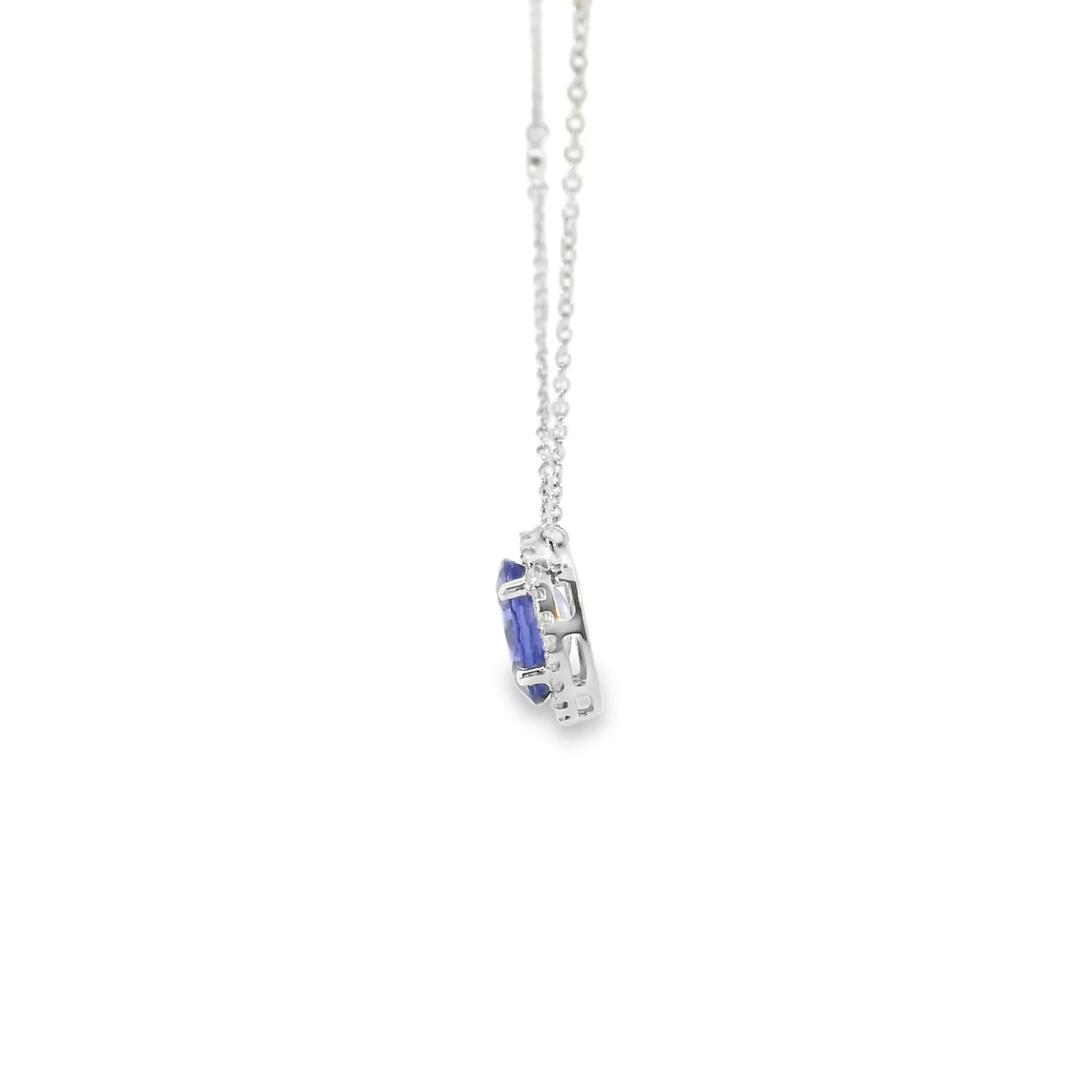 Tanzanite and Diamond Halo Pendant - Image 4