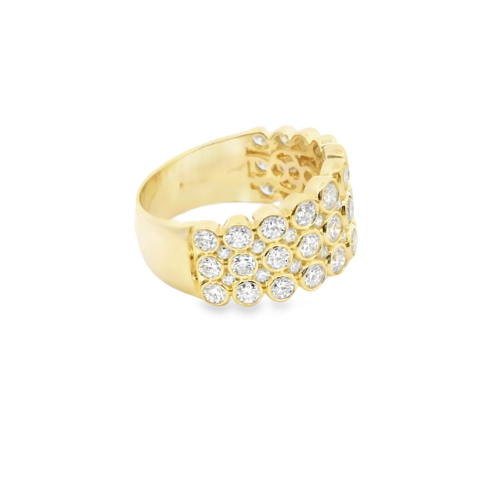 Three Row Bezel Set Diamond Ring - Image 4