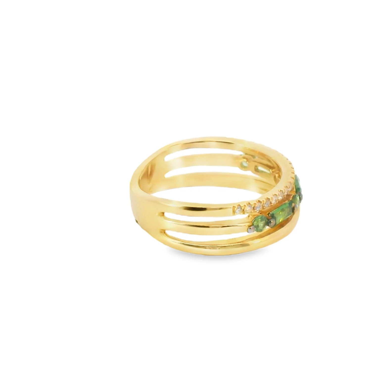 Tsavorite Garnet Three Row Ring - Image 2