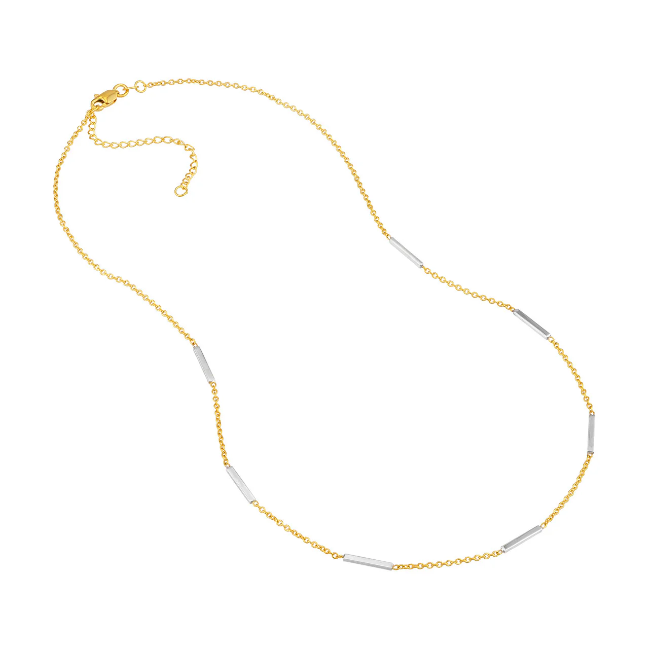 Two Tone Bar Station Necklace - Image 3