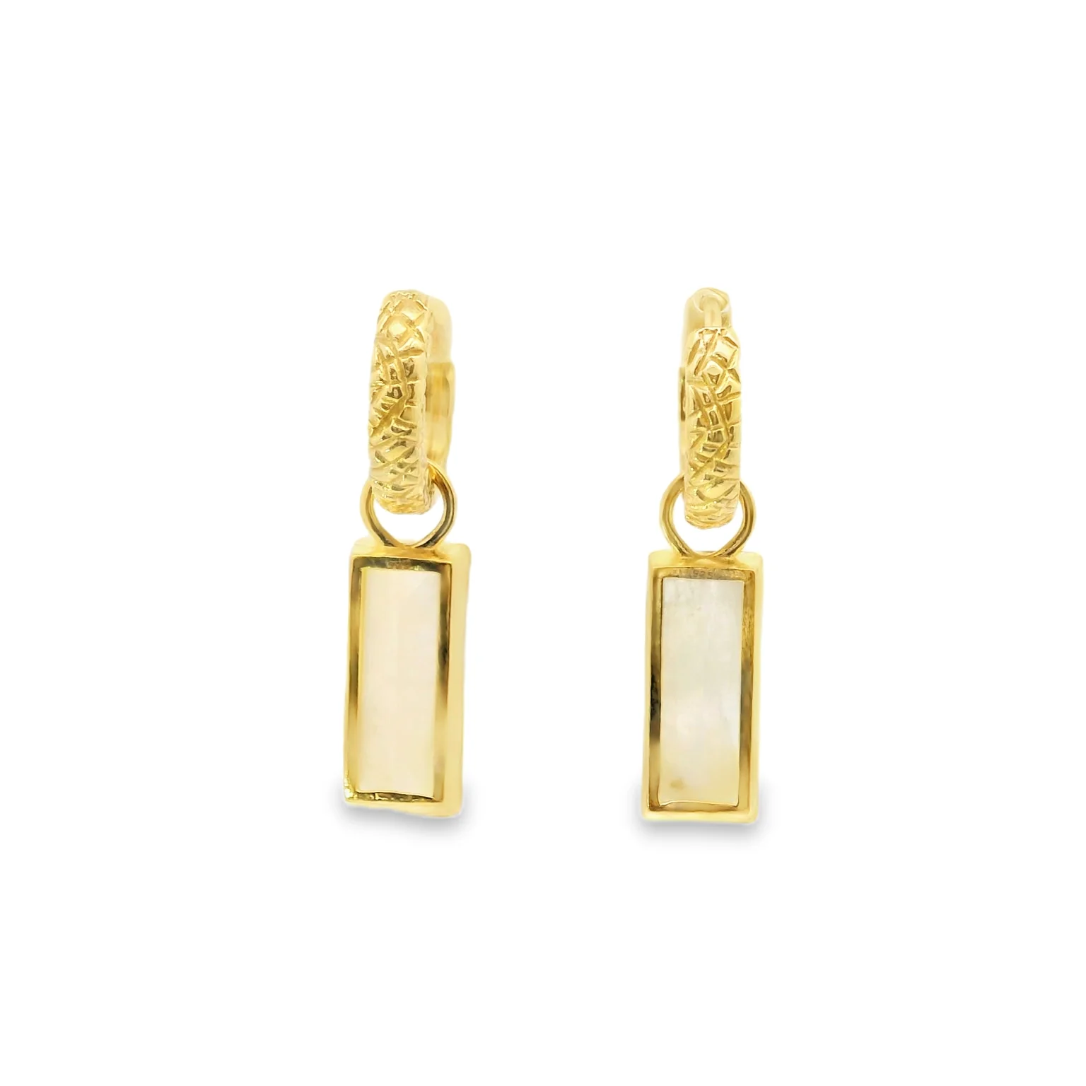 Vermeil Huggies with Moonstone Charms - Image 3
