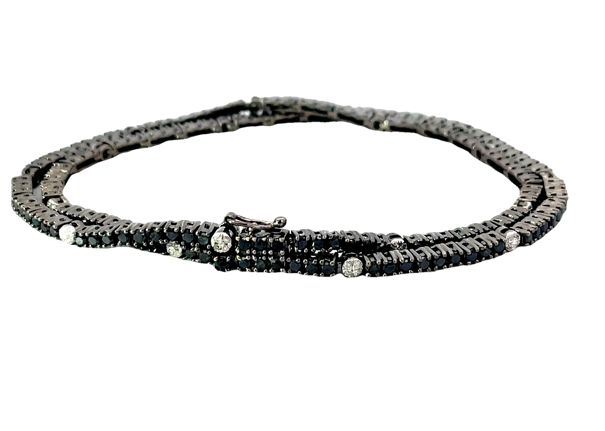White Gold Black Diamond Tennis Bracelet - Image 3