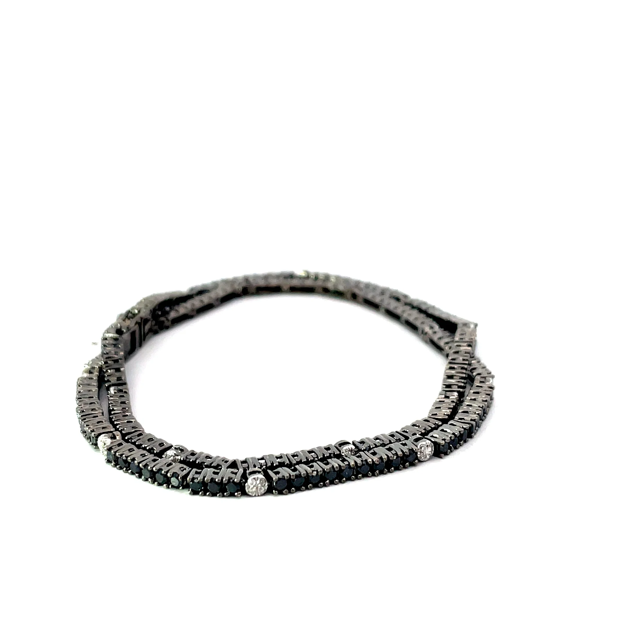 White Gold Black Diamond Tennis Bracelet - Image 4