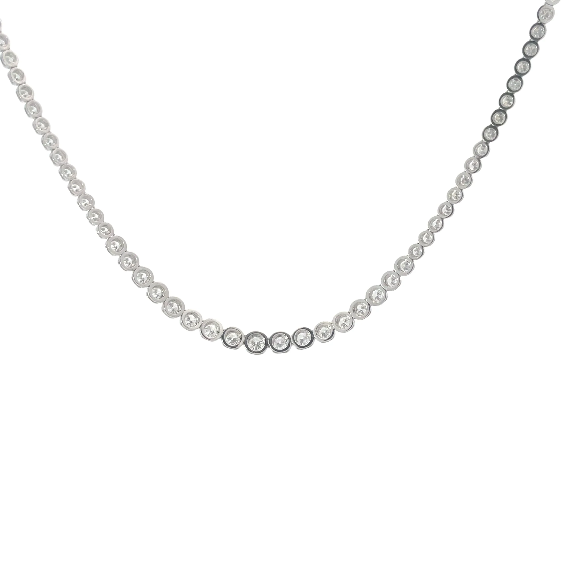 White Gold Graduating Diamond Tennis Necklace - Image 3