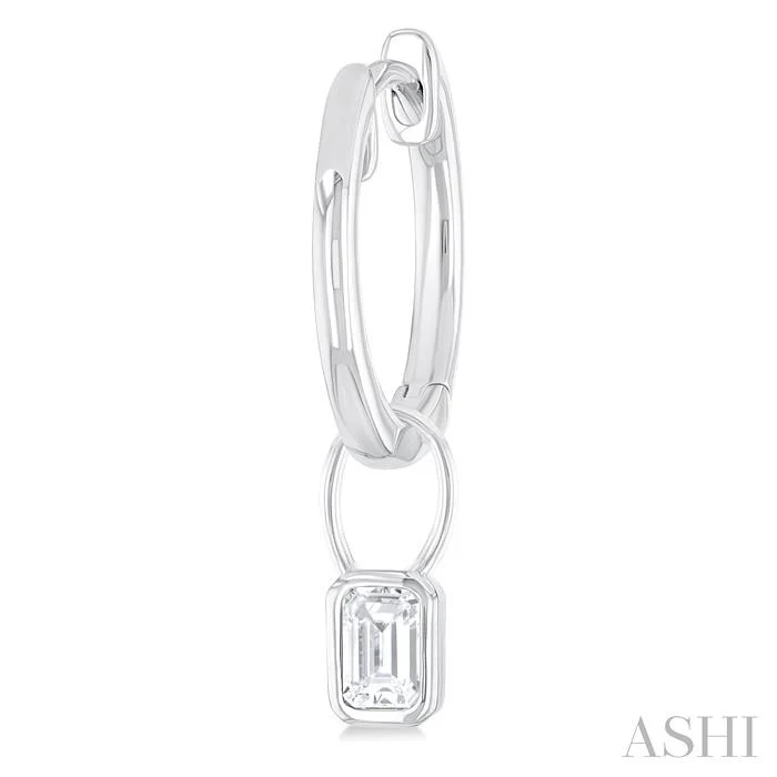 White Gold Huggies with Removable Diamond Charms - Image 2