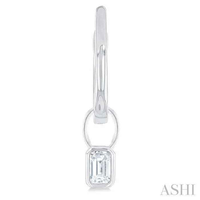 White Gold Huggies with Removable Diamond Charms - Image 3