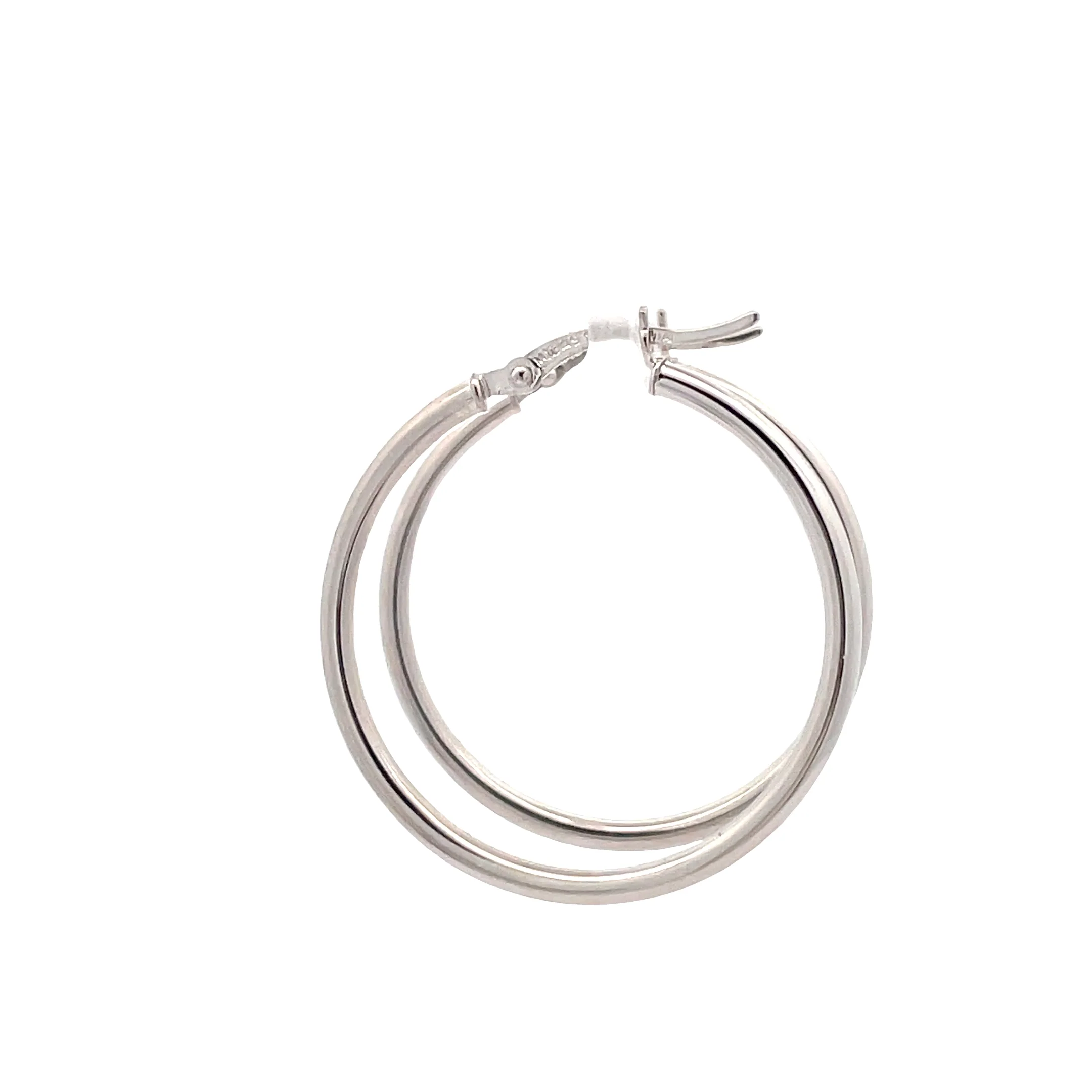White Gold Polished Hoops - Image 4