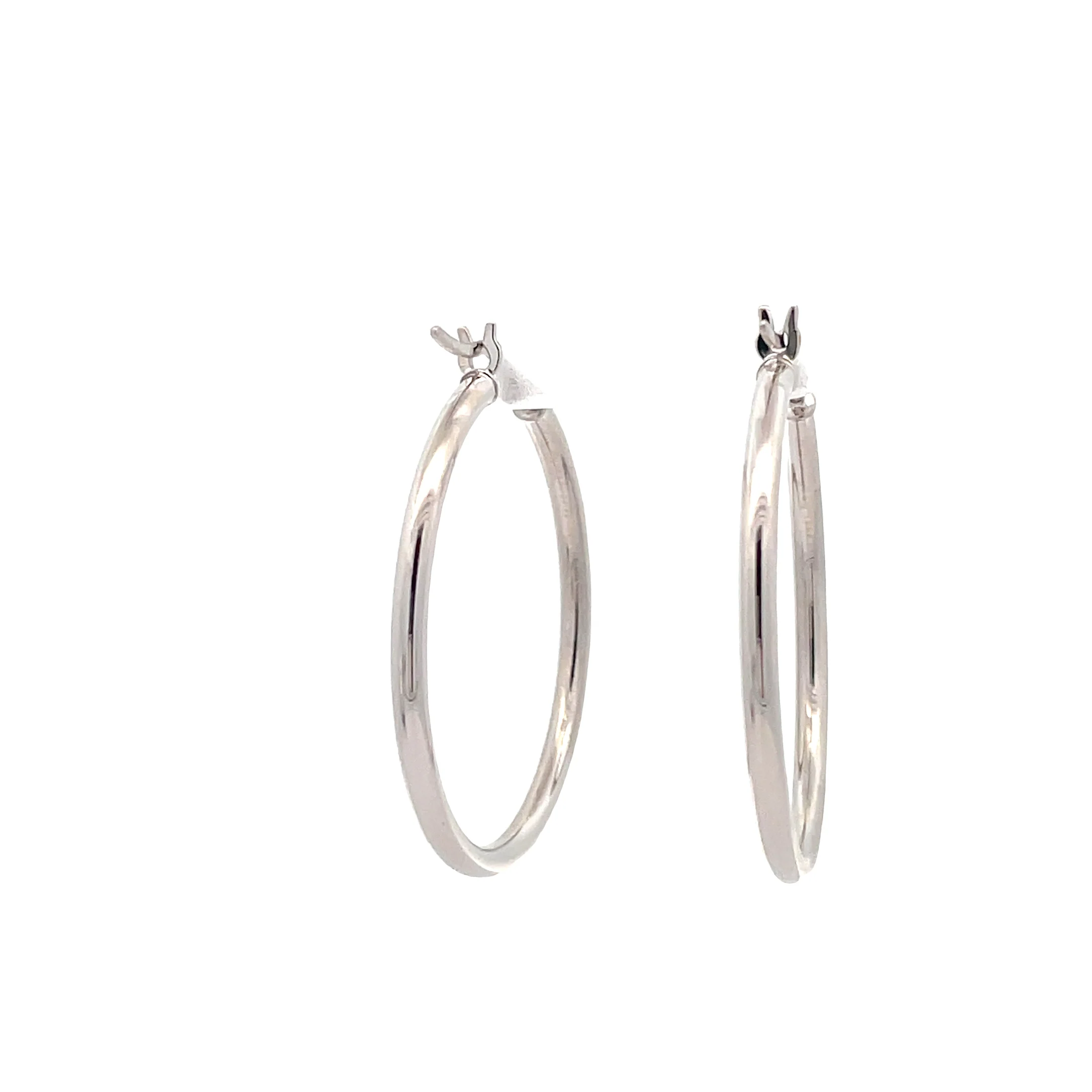 White Gold Polished Hoops - Image 3